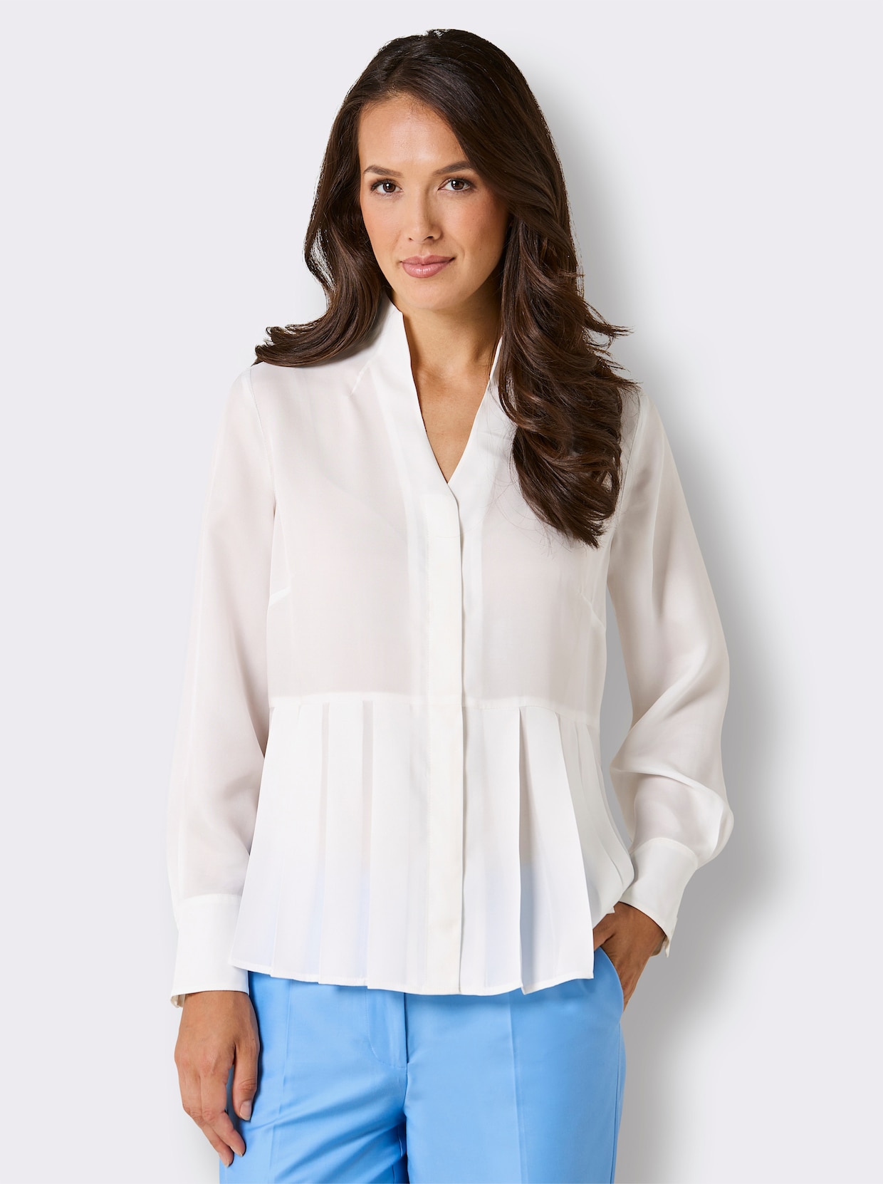 CREATION L PREMIUM Bluse mit Stehkragen - ecru
