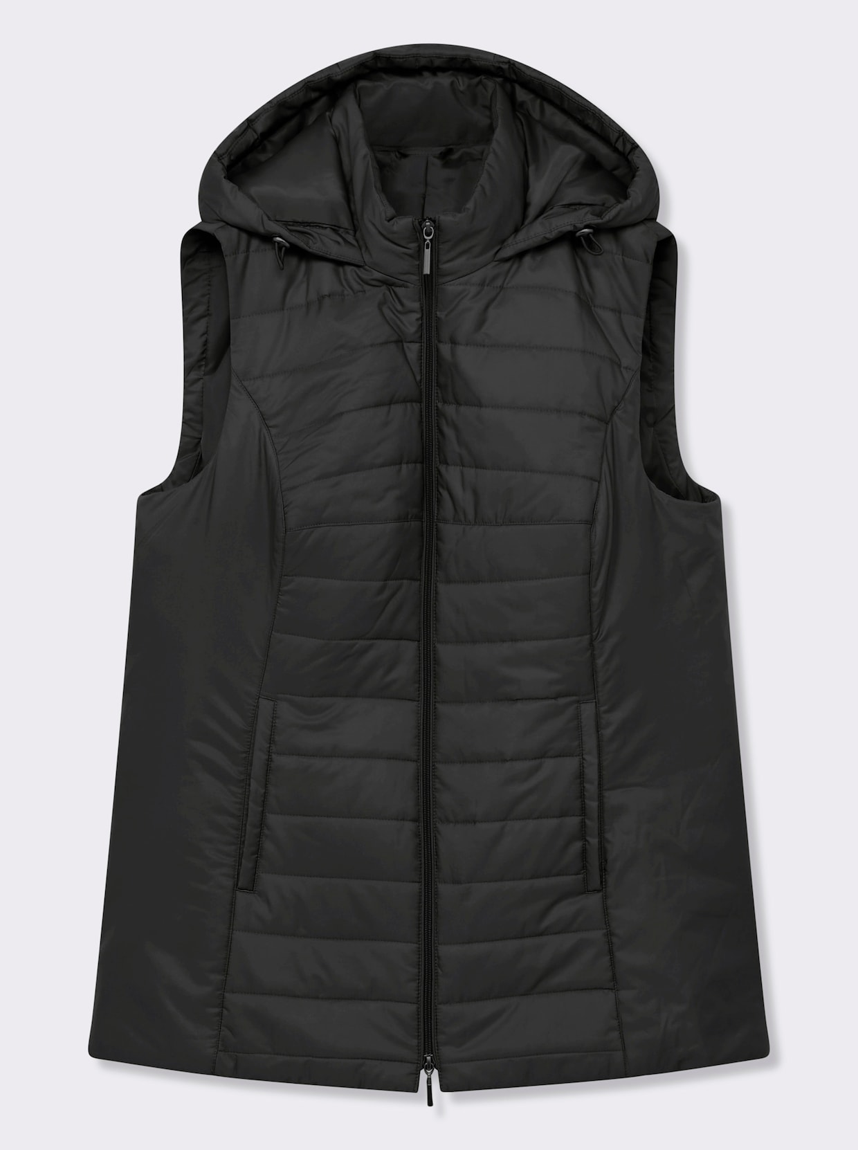 Longweste mit Kapuze - schwarz