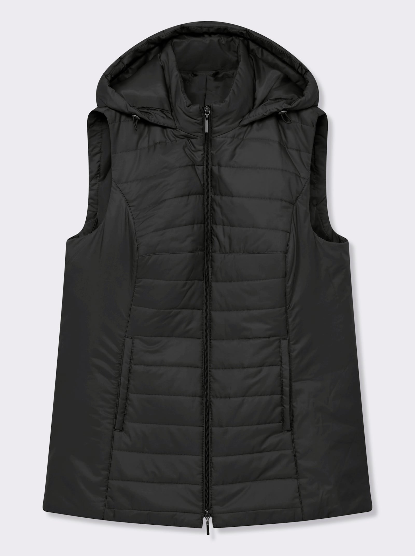 Longweste mit Kapuze - schwarz