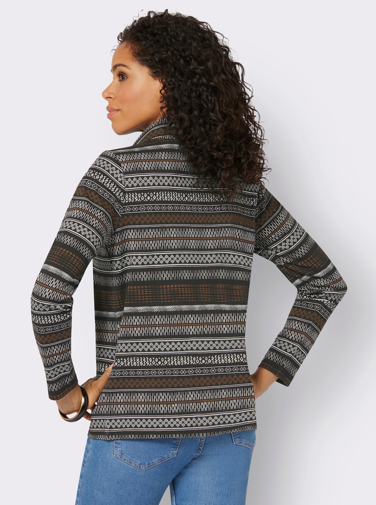 Colshirt - ecru/zwart geprint
