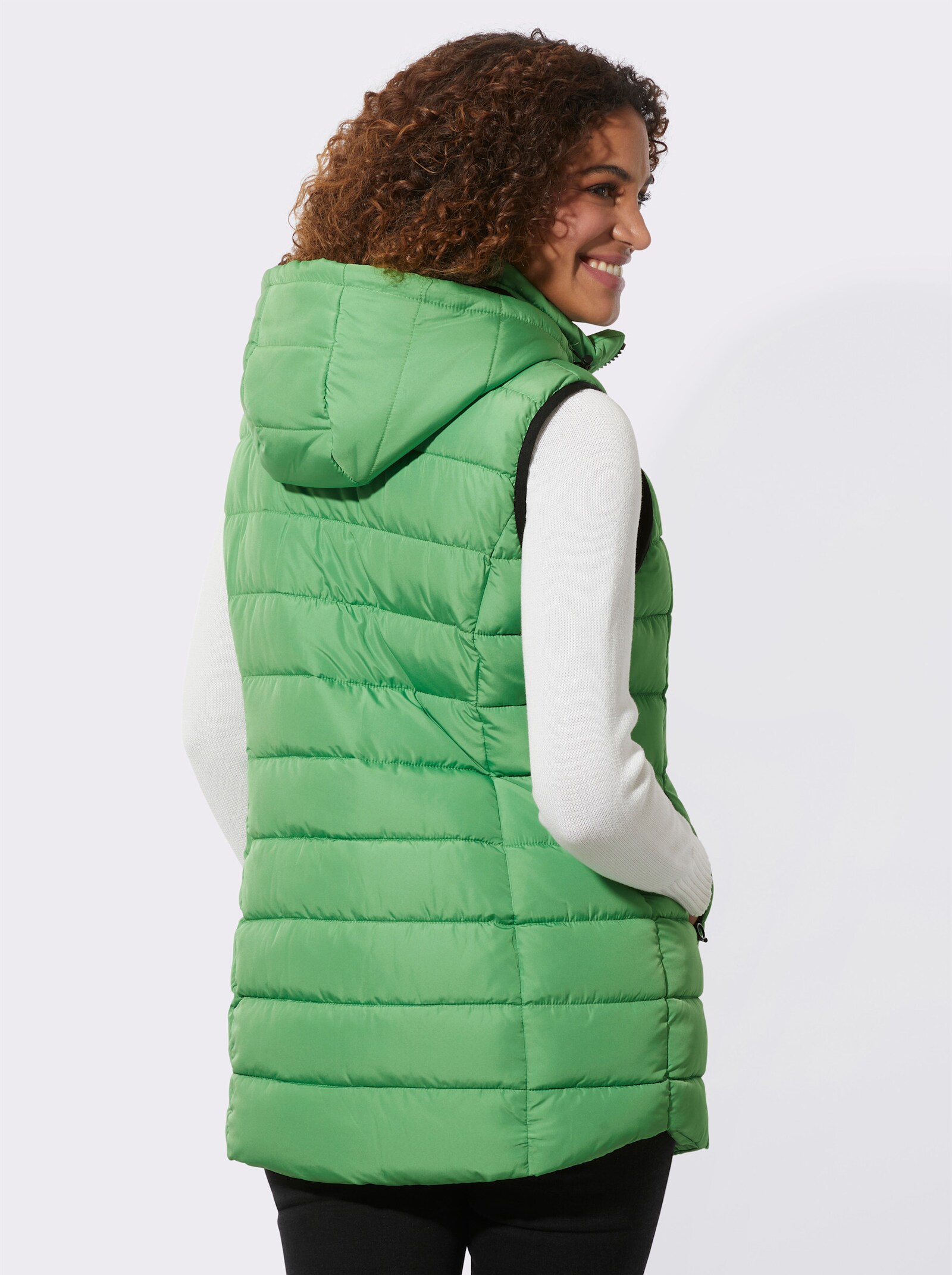 Steppweste mit abzippbarer Kapuze - apfel