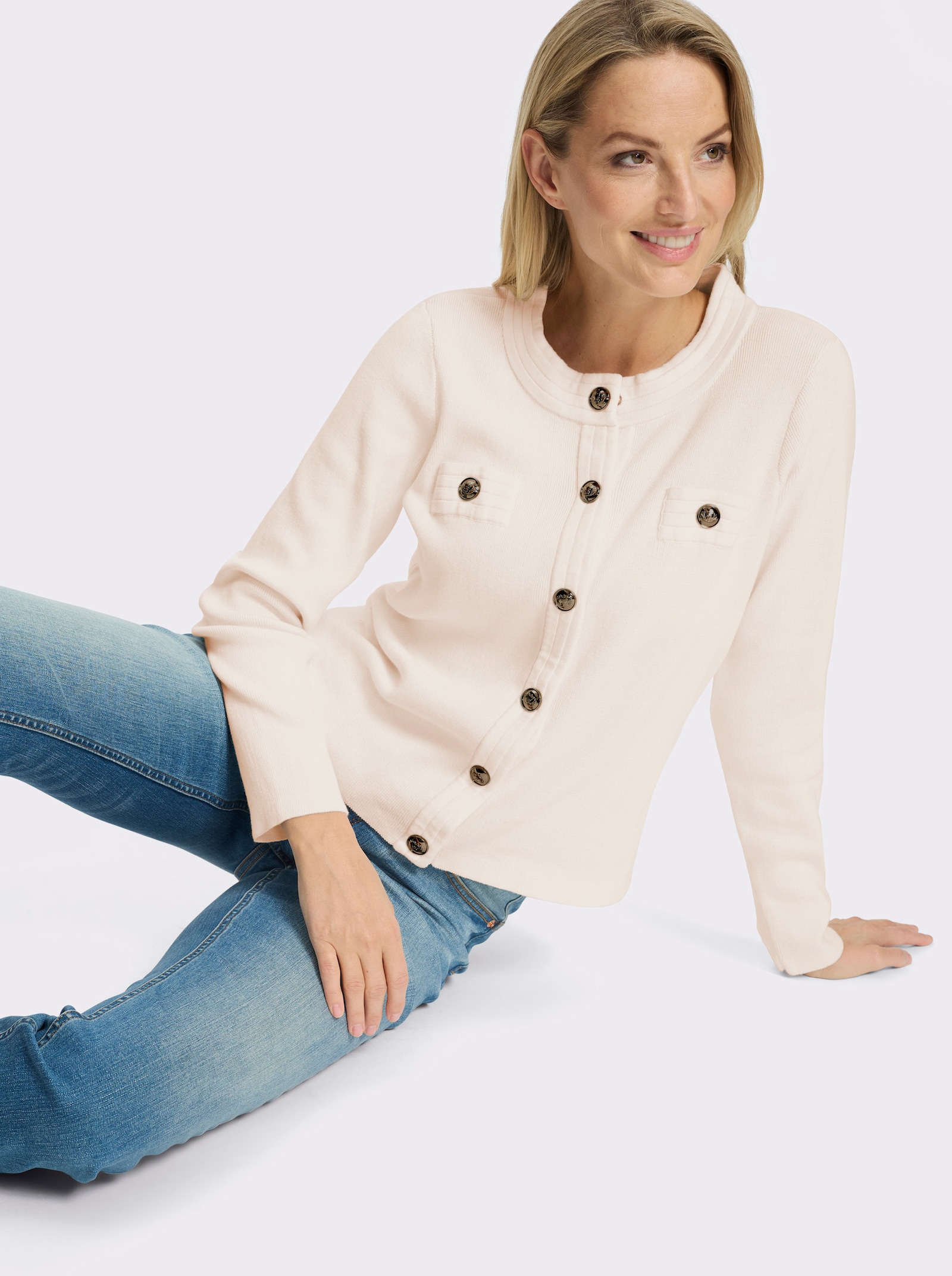 heine Strickjacke mit Schmuckknöpfen - ecru