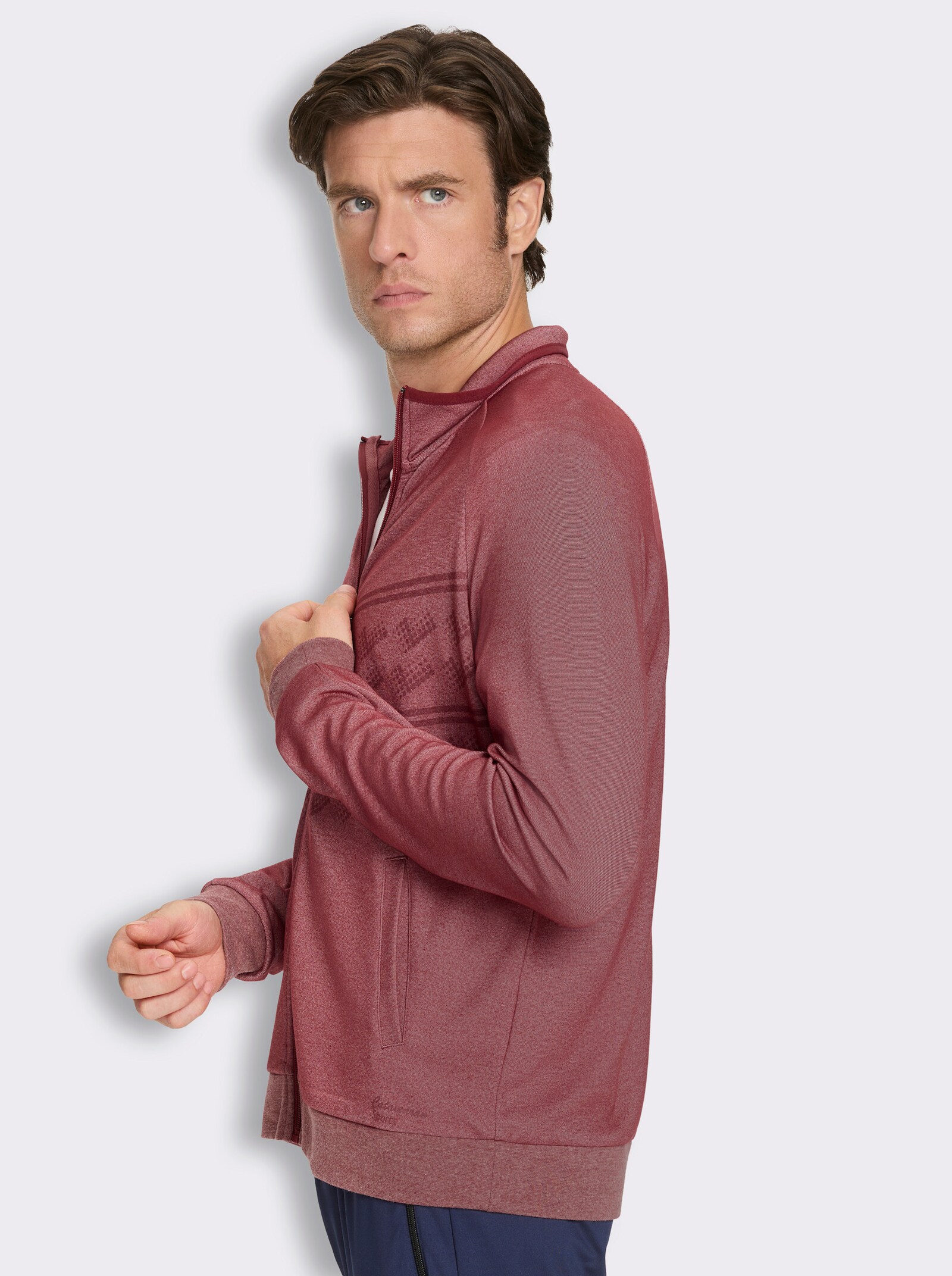 Catamaran Sports Sweatjacke mit Bündchenabschluss - dunkelrot-meliert