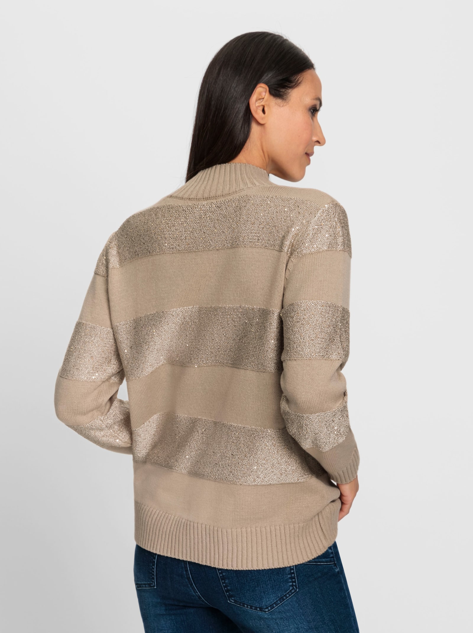 heine Pull à col montant avec fil pailleté - beige