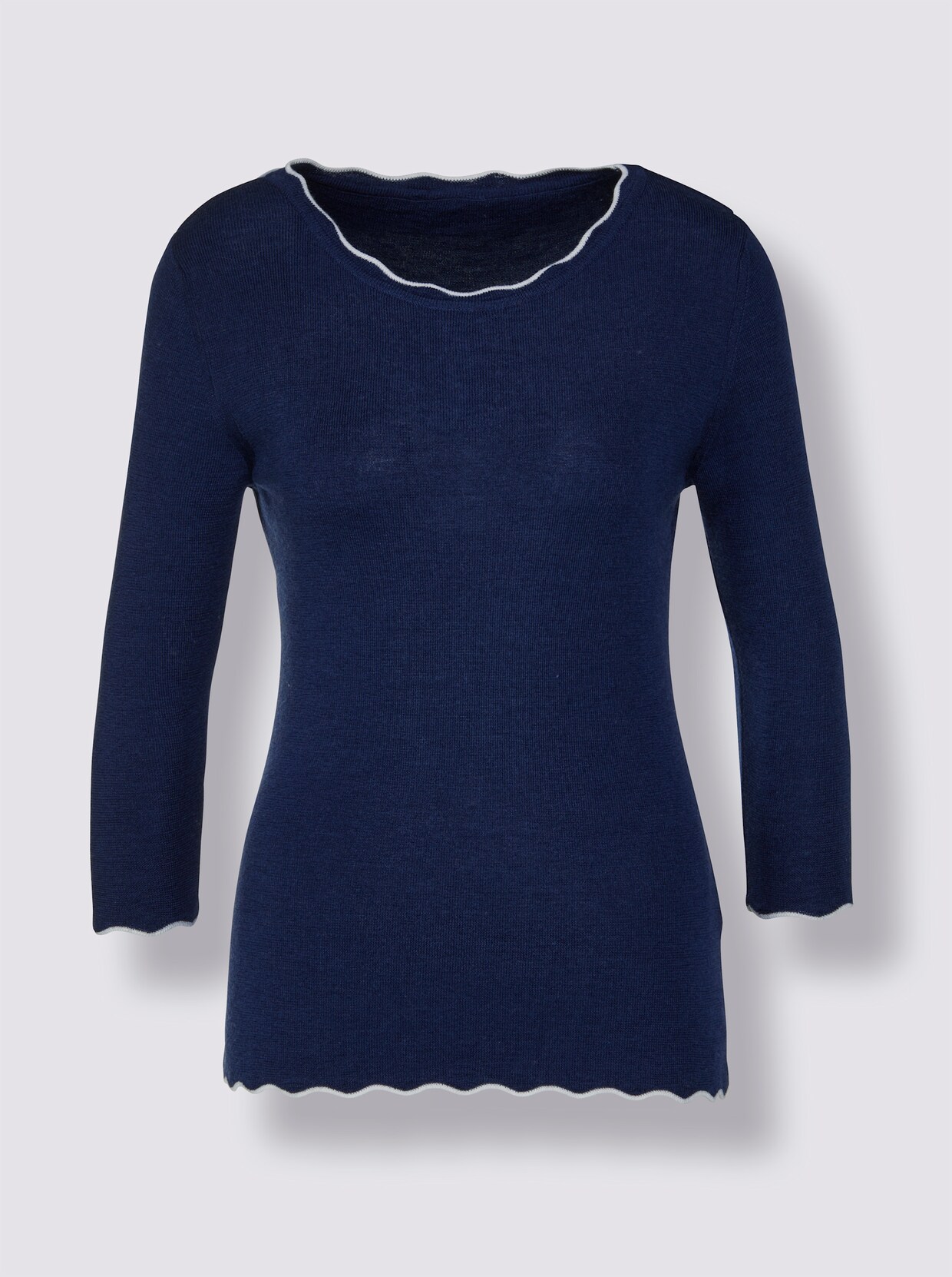 CREATION L PREMIUM Merino-Seiden-Pullover - marine