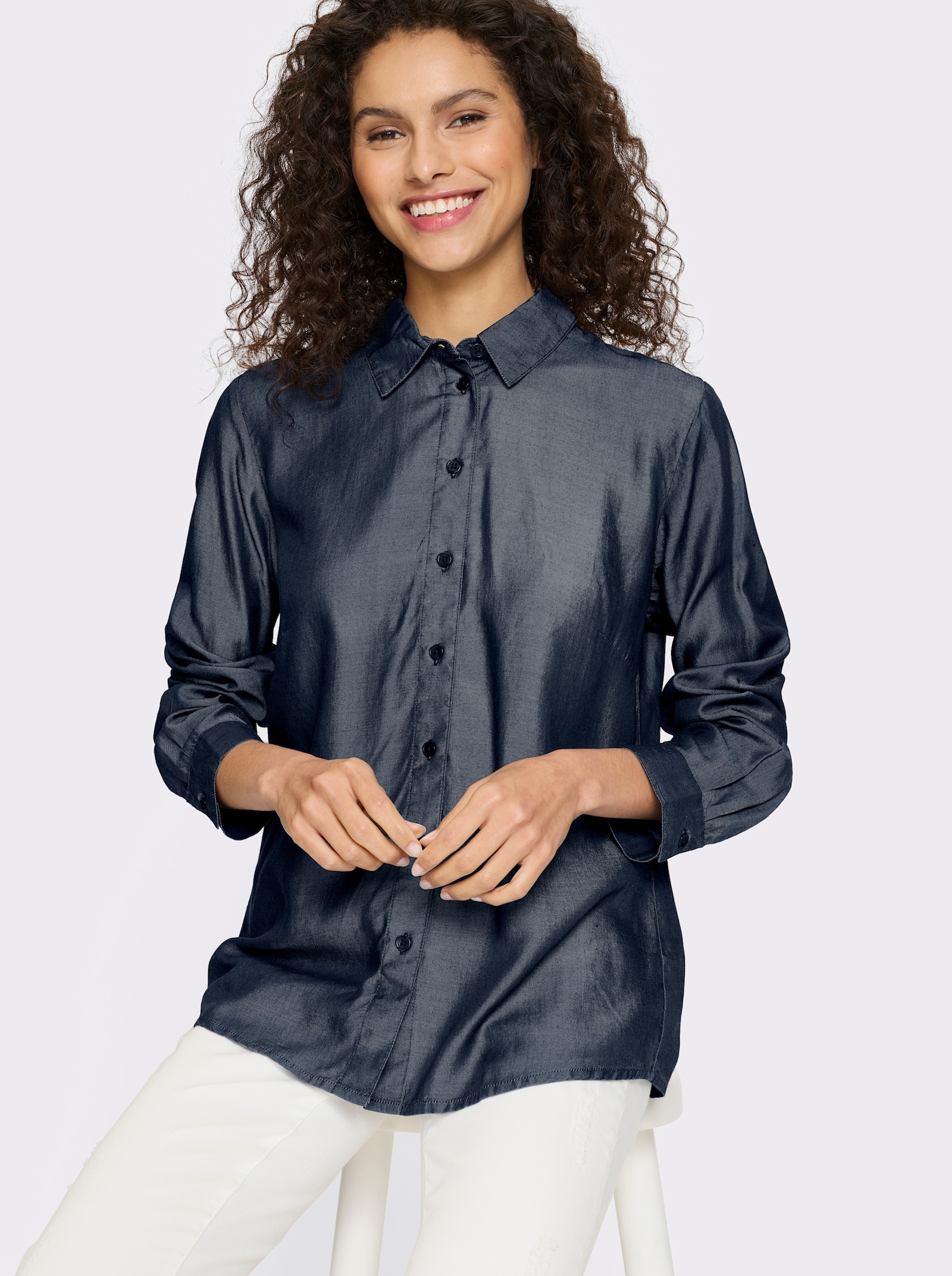 heine Hemdbluse in Jeans-Optik - dark blue