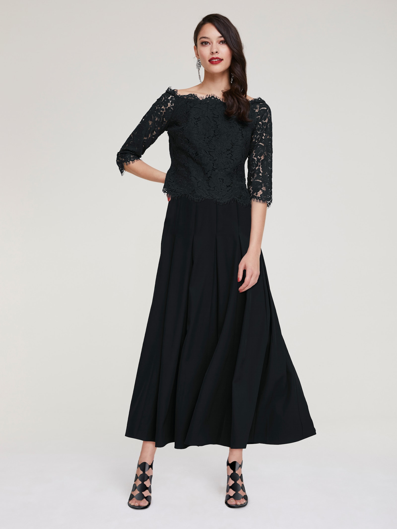 heine Spitzenbluse mit 3/4-Ärmeln - schwarz