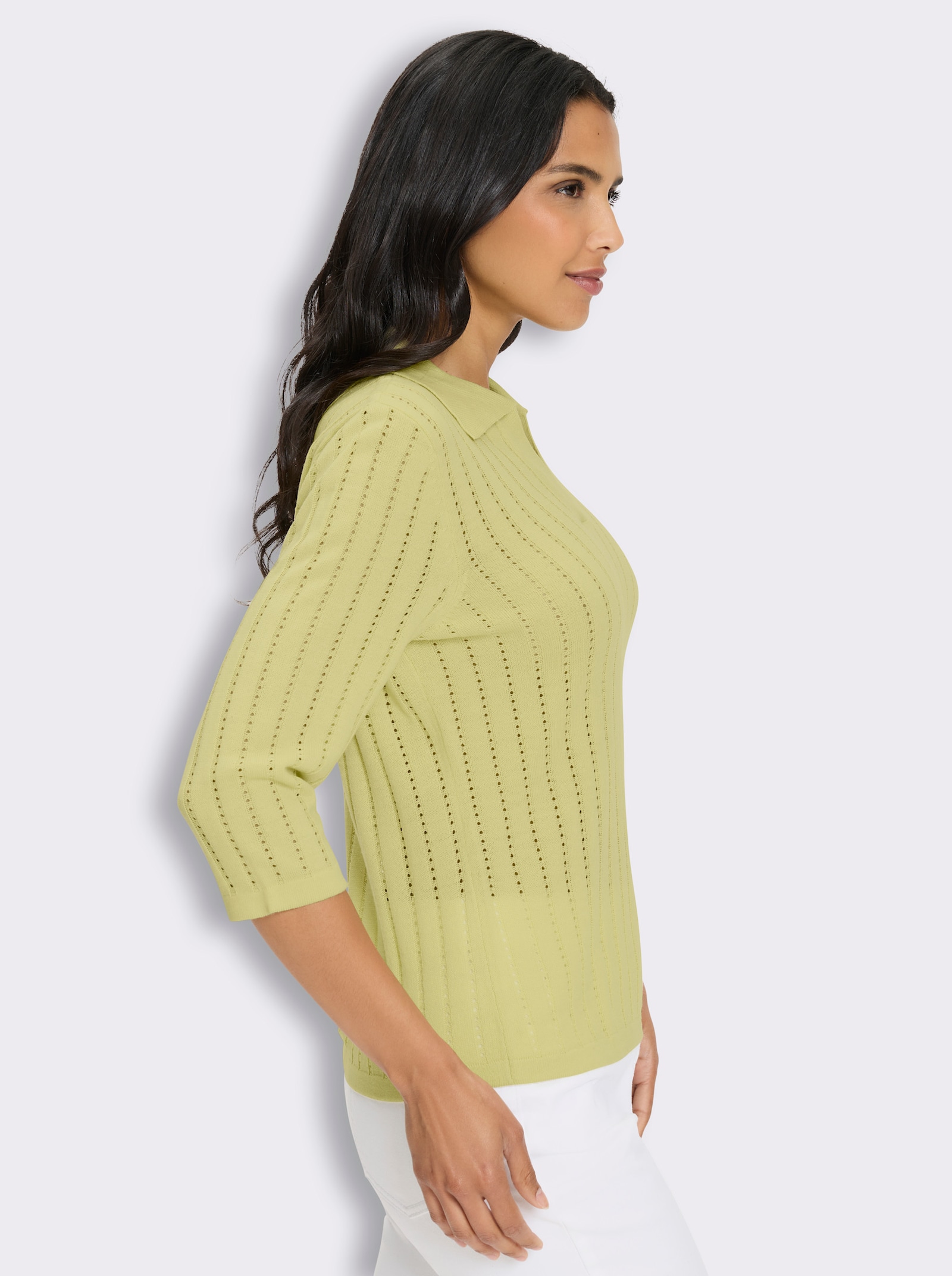 Polopullover mit 3/4-Ärmeln - pistazie