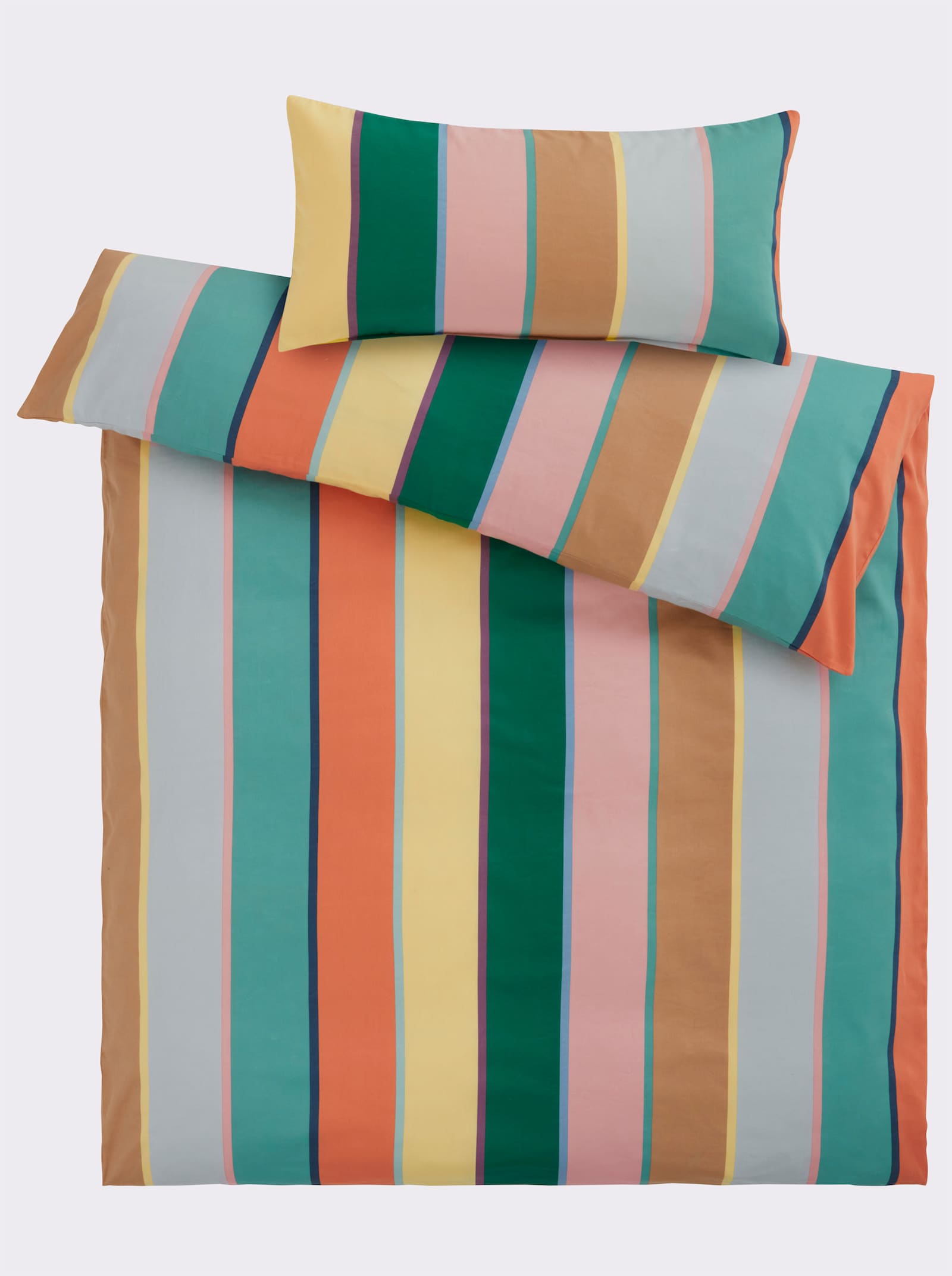heine home Bettwäsche mit Streifen - papaya-grün-bedruckt