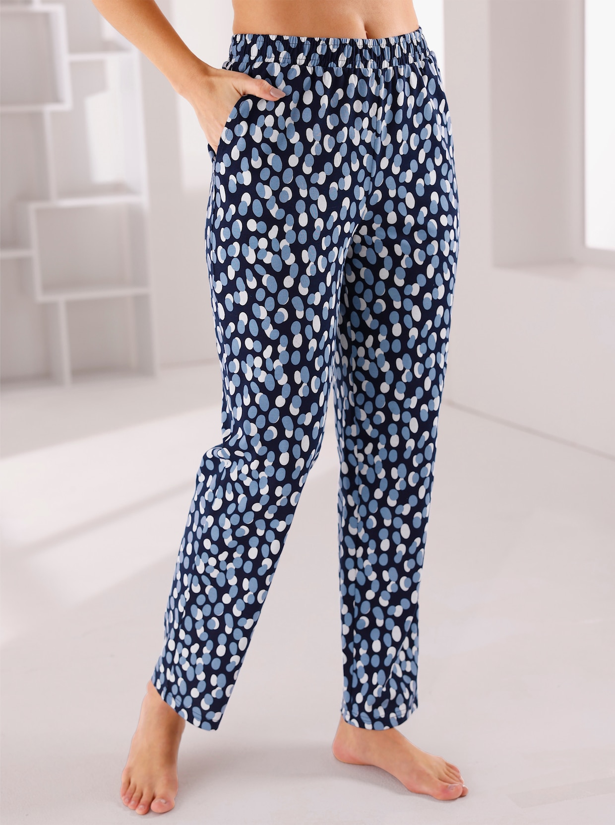 feel good Broek - marine/bleu geprint