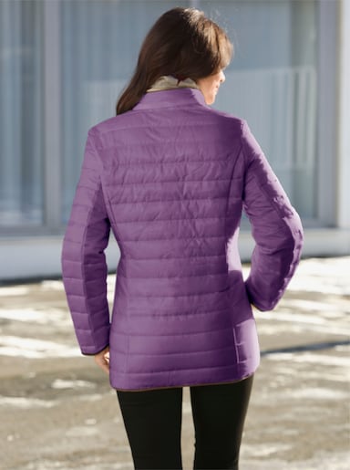 Steppjacke mit kontrastfarbigem Futter - pflaume