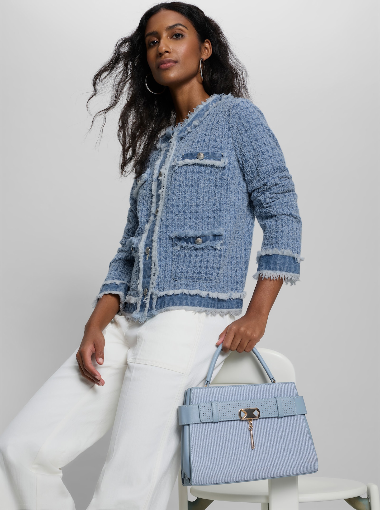 heine Blazer mit Fransen-Details - rauchblau
