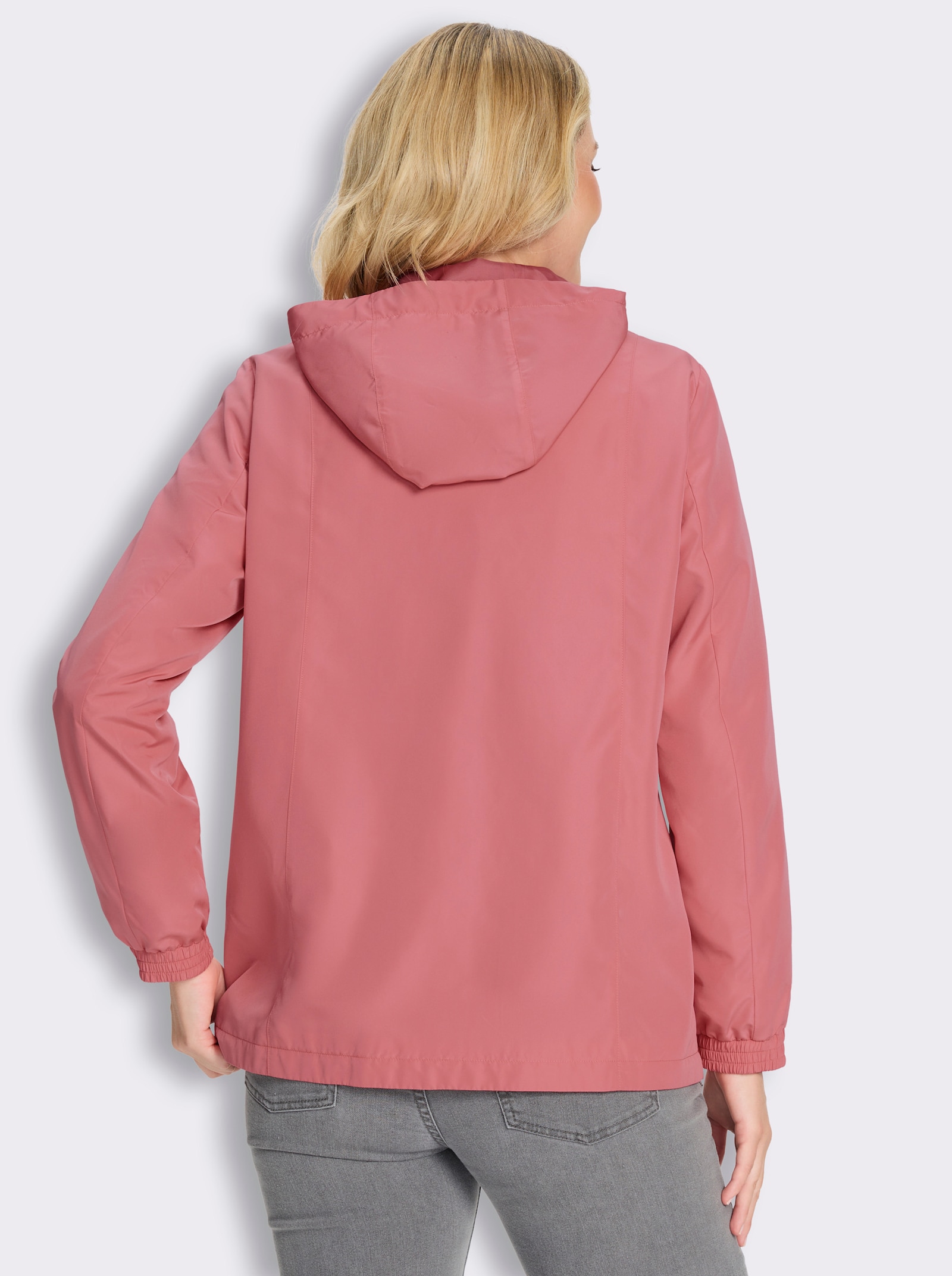 Jacke mit Teilungsnähten und Kapuze - flamingo