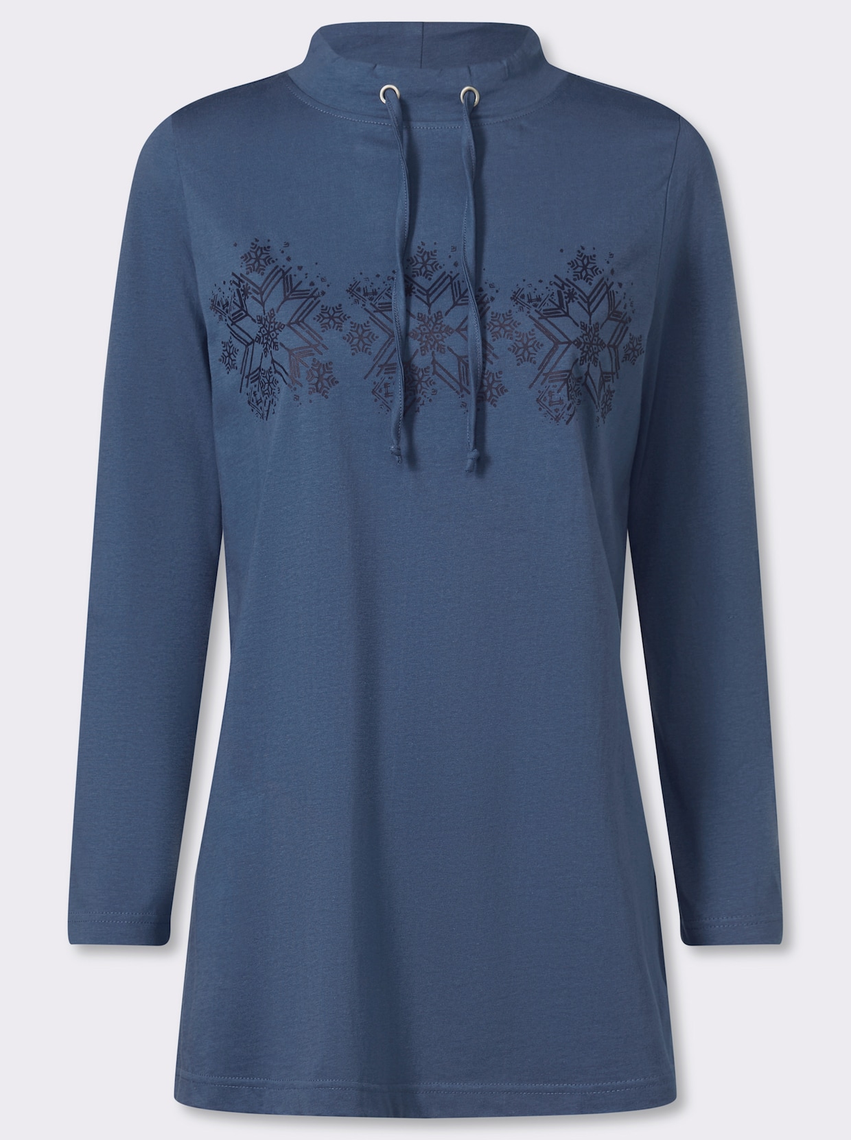 Longshirt mit Schneeflocken-Print - jeansblau-marine