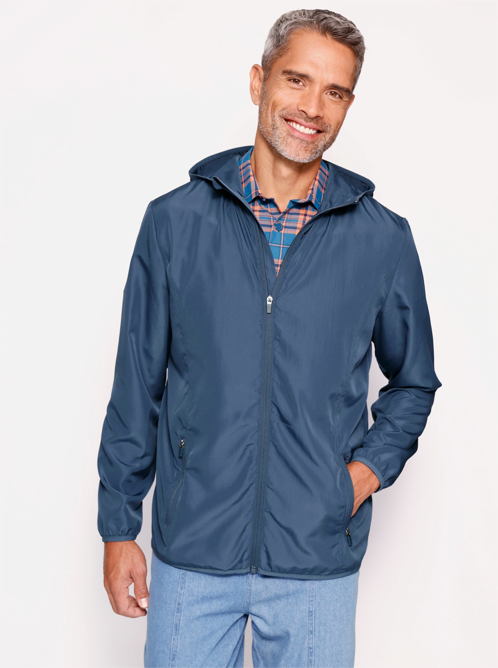 Nepromokavá bunda s kapucí - tmavěmodrá