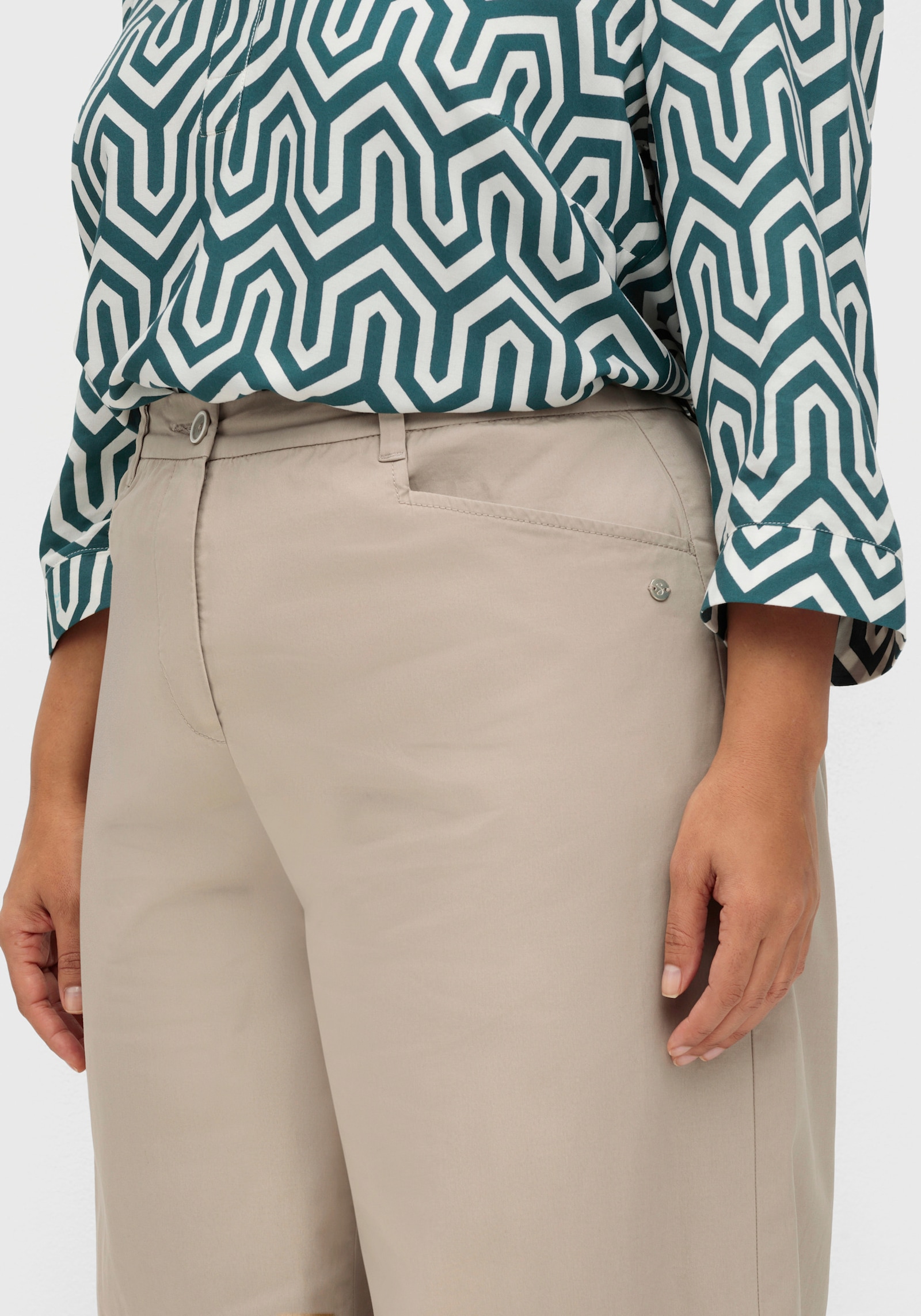 sheego Chinohose mit weitem Bein - helltaupe