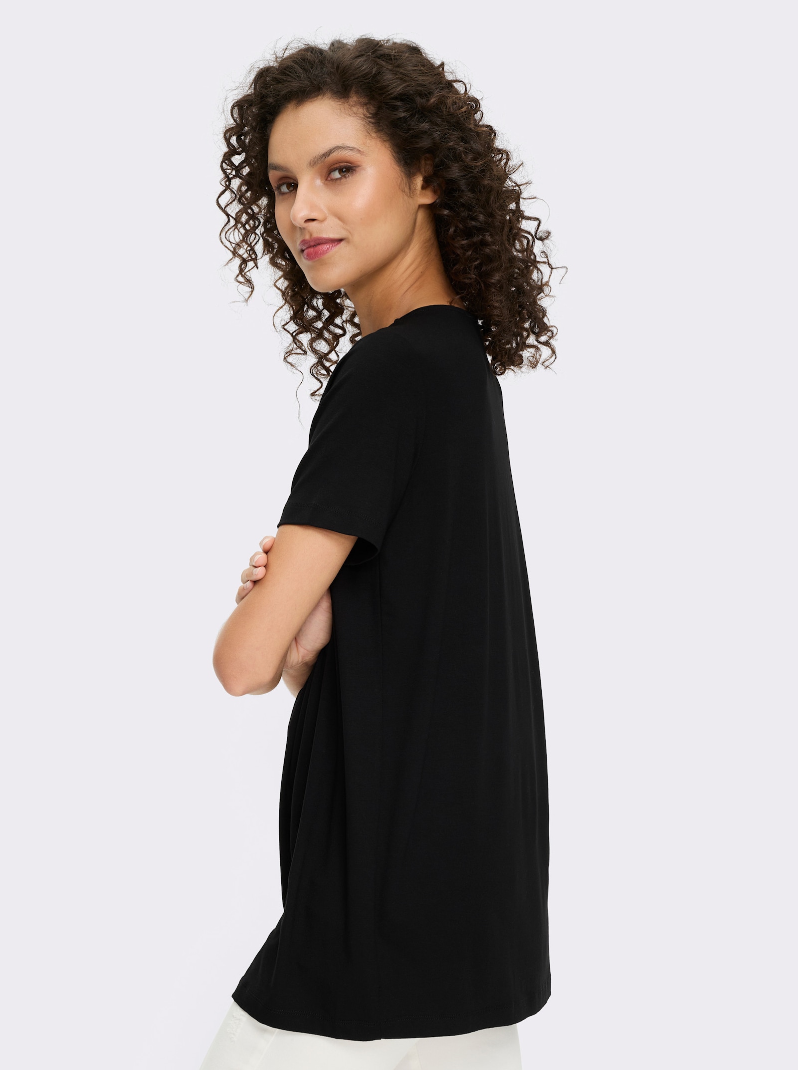 heine T-Shirt in A-Form - schwarz