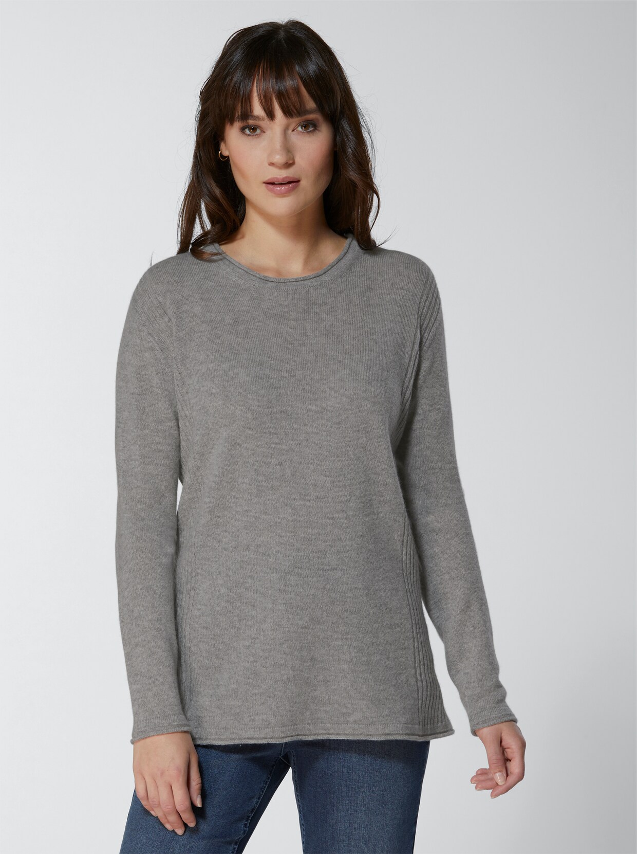 Creation L Premium Kaschmir-Pullover - grau-meliert