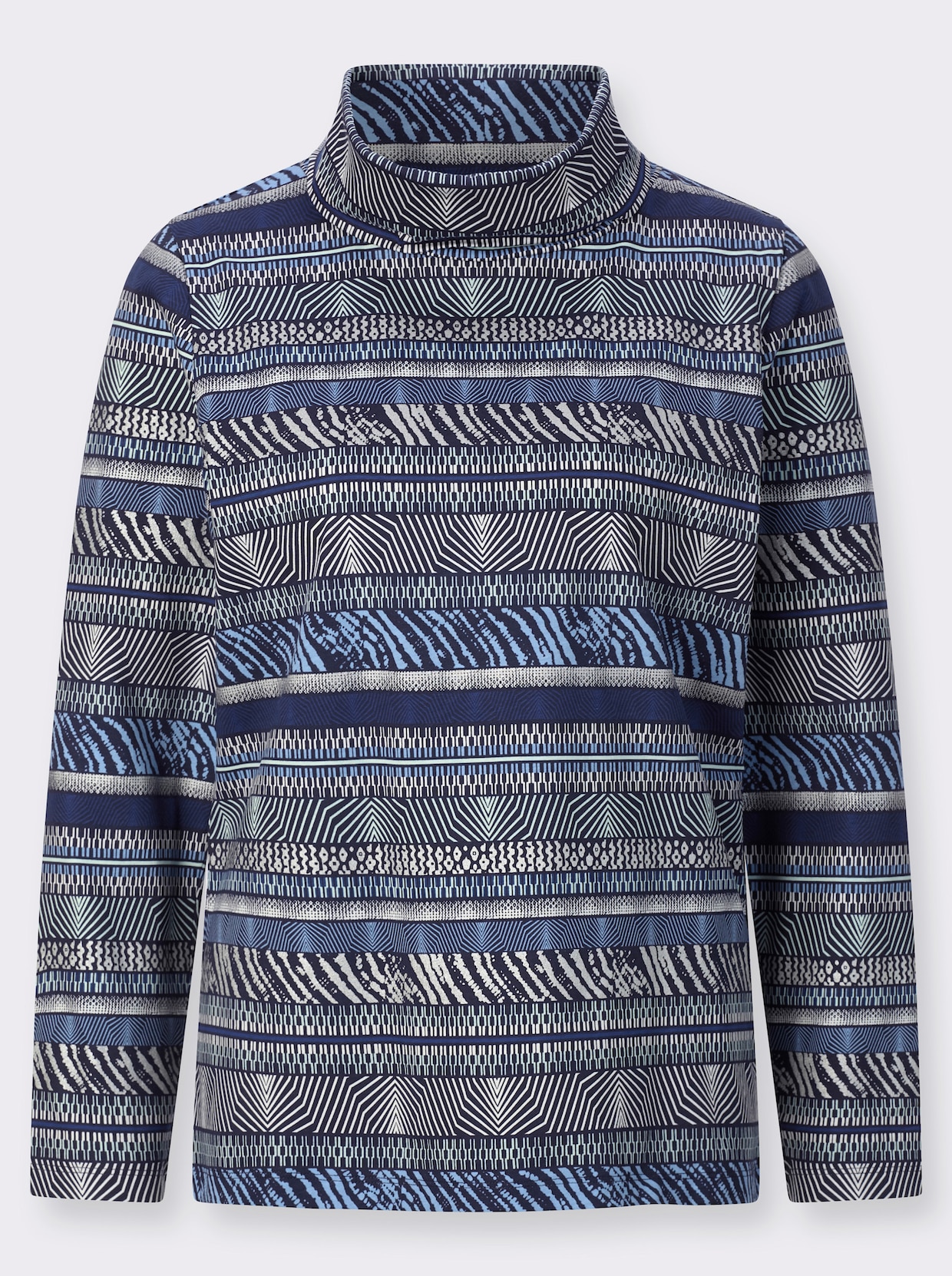 Colshirt - ecru/hemels blauw bedrukt
