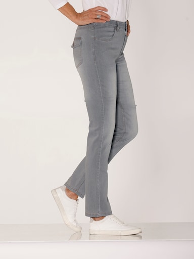 Jeans mit Pattentaschen hinten - light grey-denim