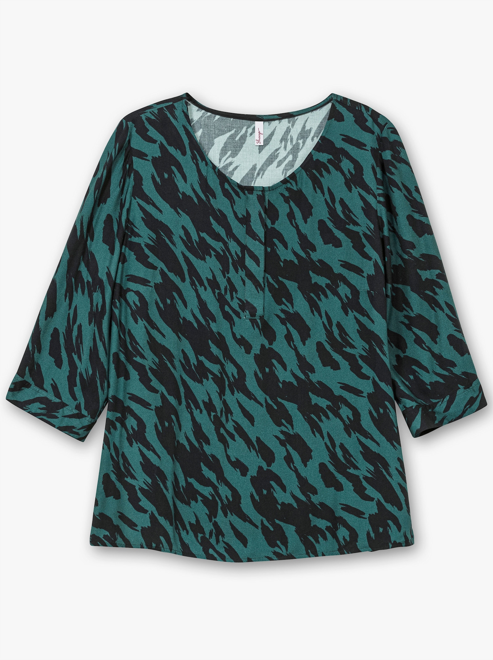 sheego Tunika mit abstraktem Alloverprint - schwarz-gemustert