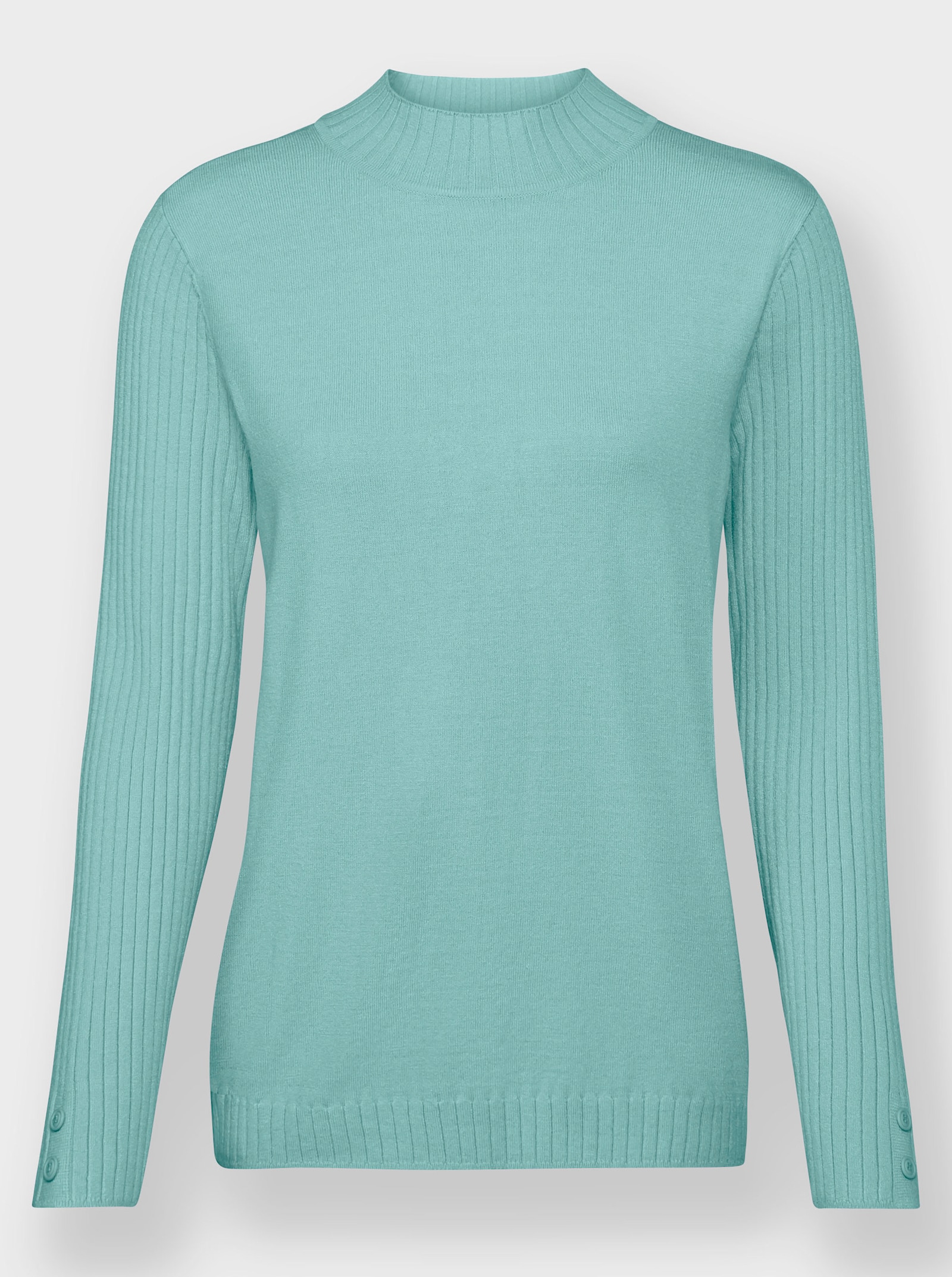 Stehkragenpullover mit Zierknöpfen - mint