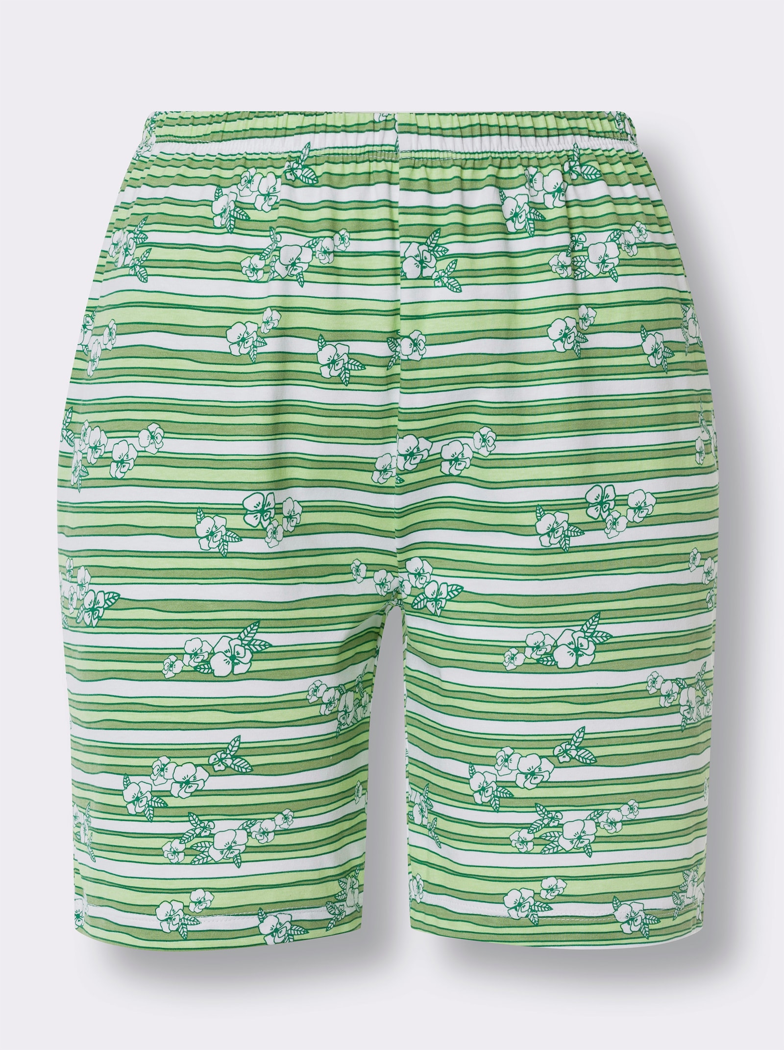 Shorty aus reiner Baumwolle, bedruckt - reseda