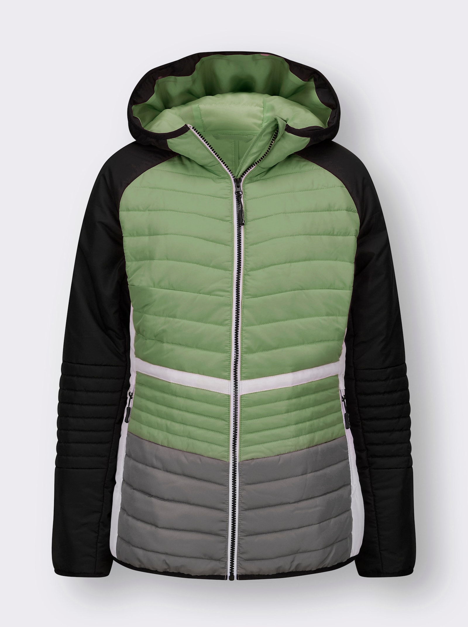 Steppjacke mit elastischen Abschlüssen - schwarz-eucalyptus