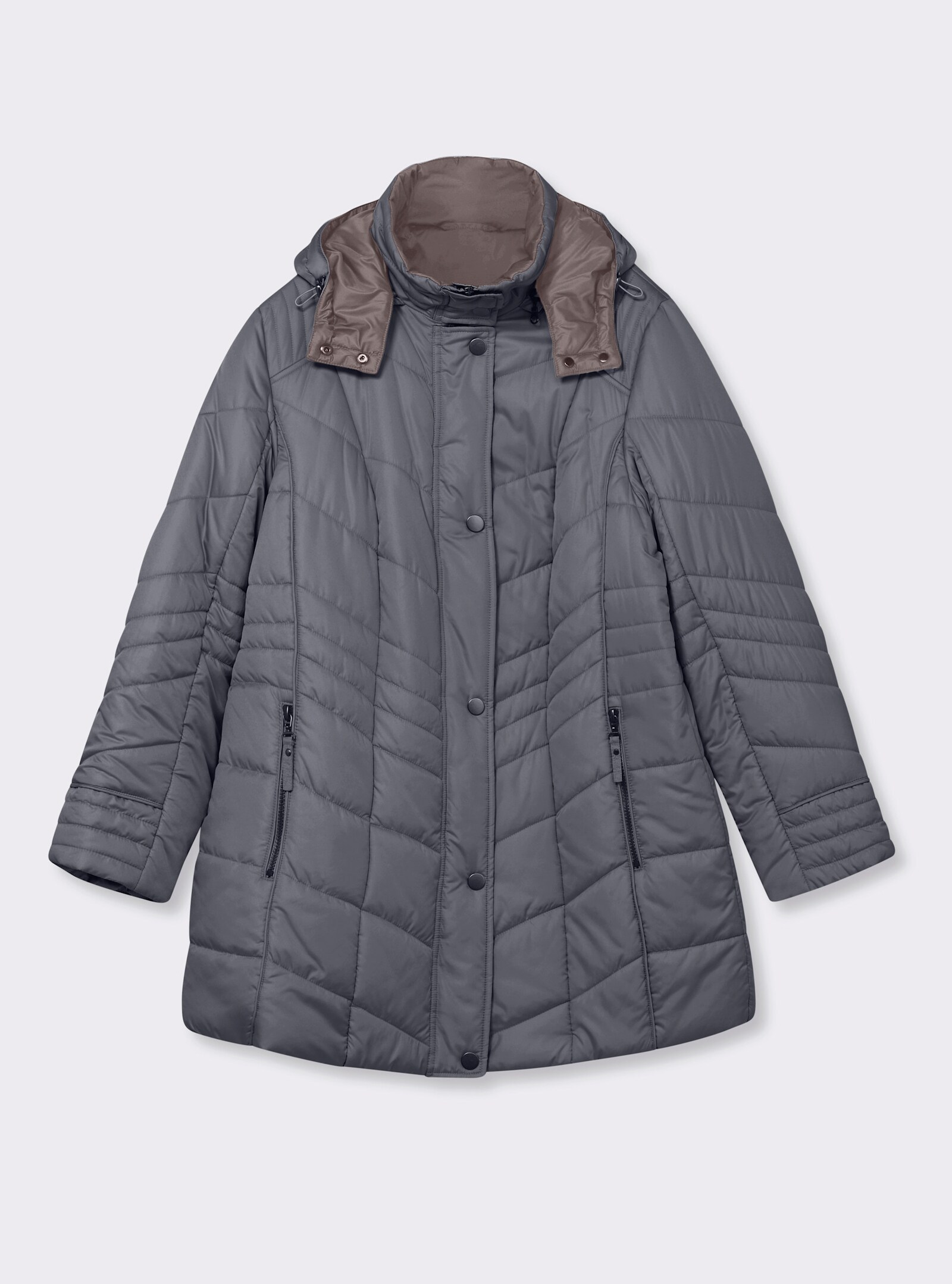 Steppjacke in Microfaser-Qualität, pflegeleicht - grau