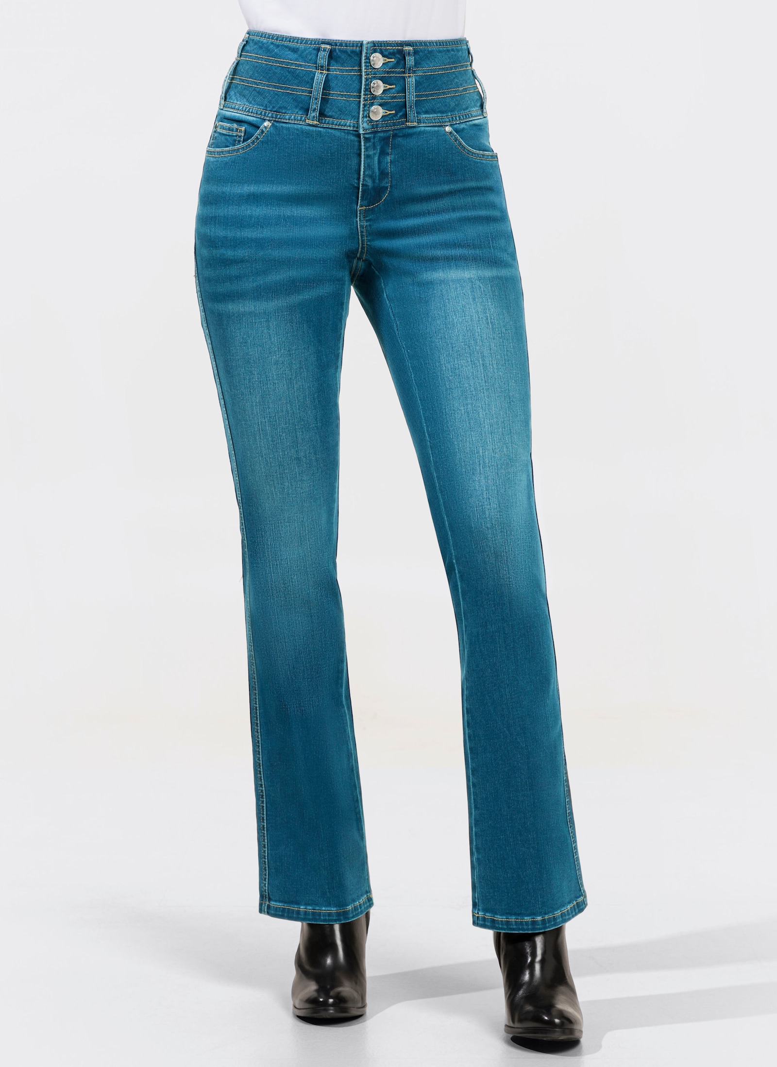 5-Pocket-Jeans mit dezent ausgestelltem Bein - blue-stone-washed