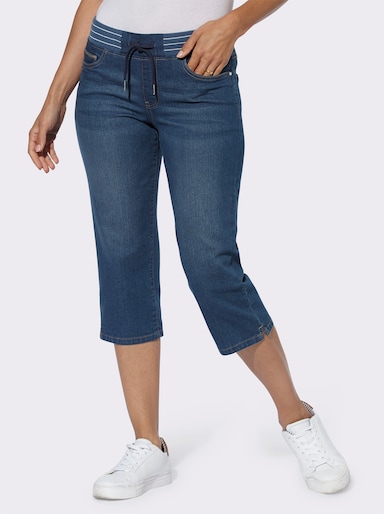 Caprijeans mit Rundum-Dehnbund - blue-stone-washed