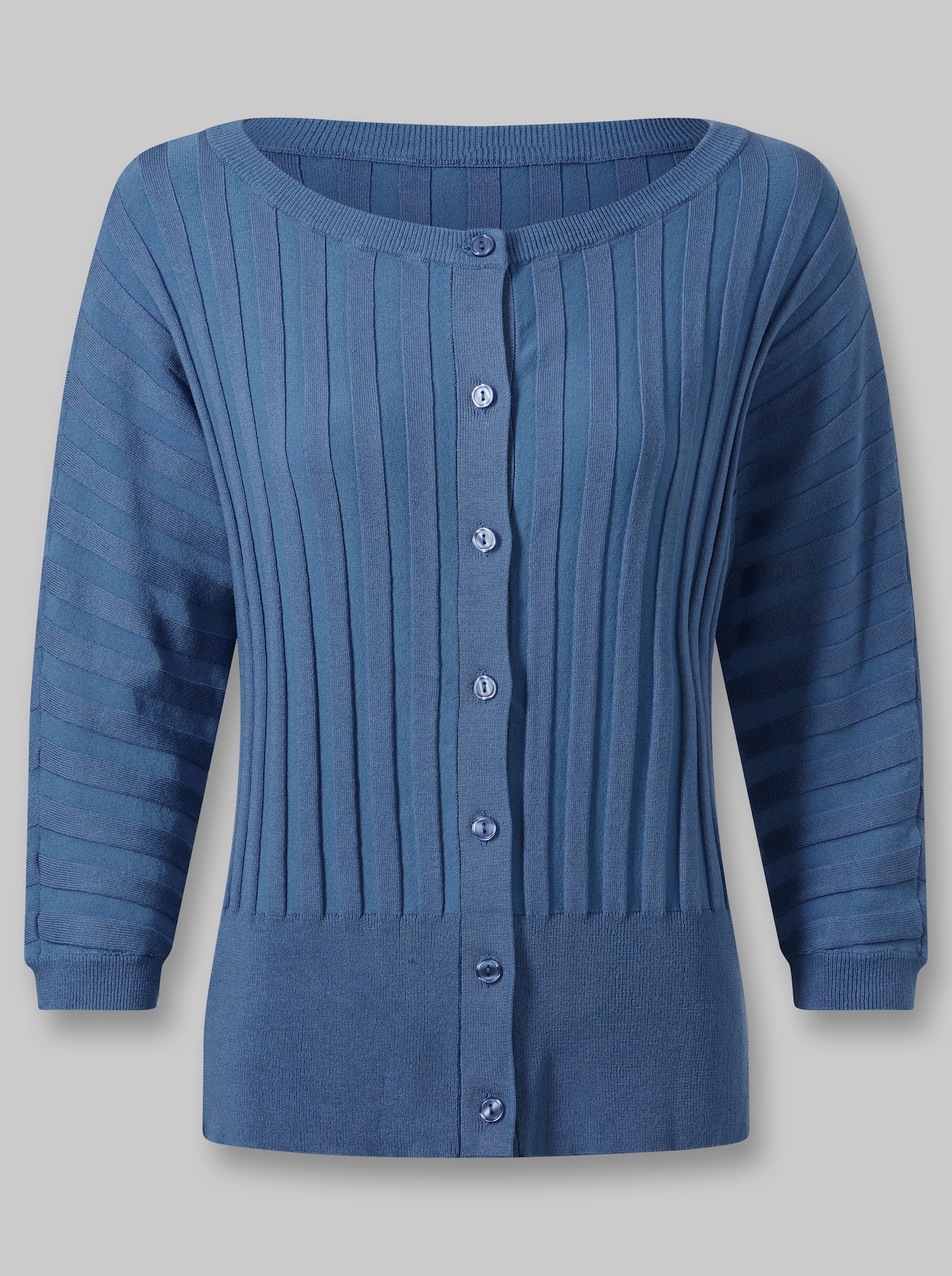 heine Strickjacke mit Streifenmuster - mittelblau