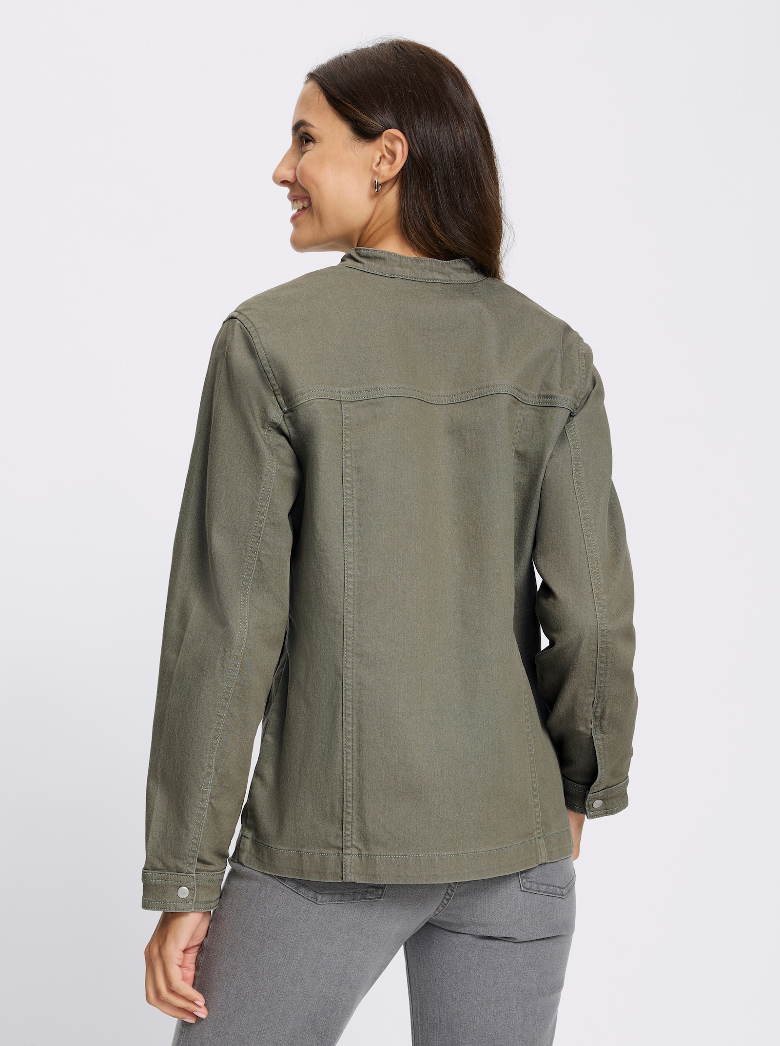 Jeansjacke mit Reißverschluss - khaki