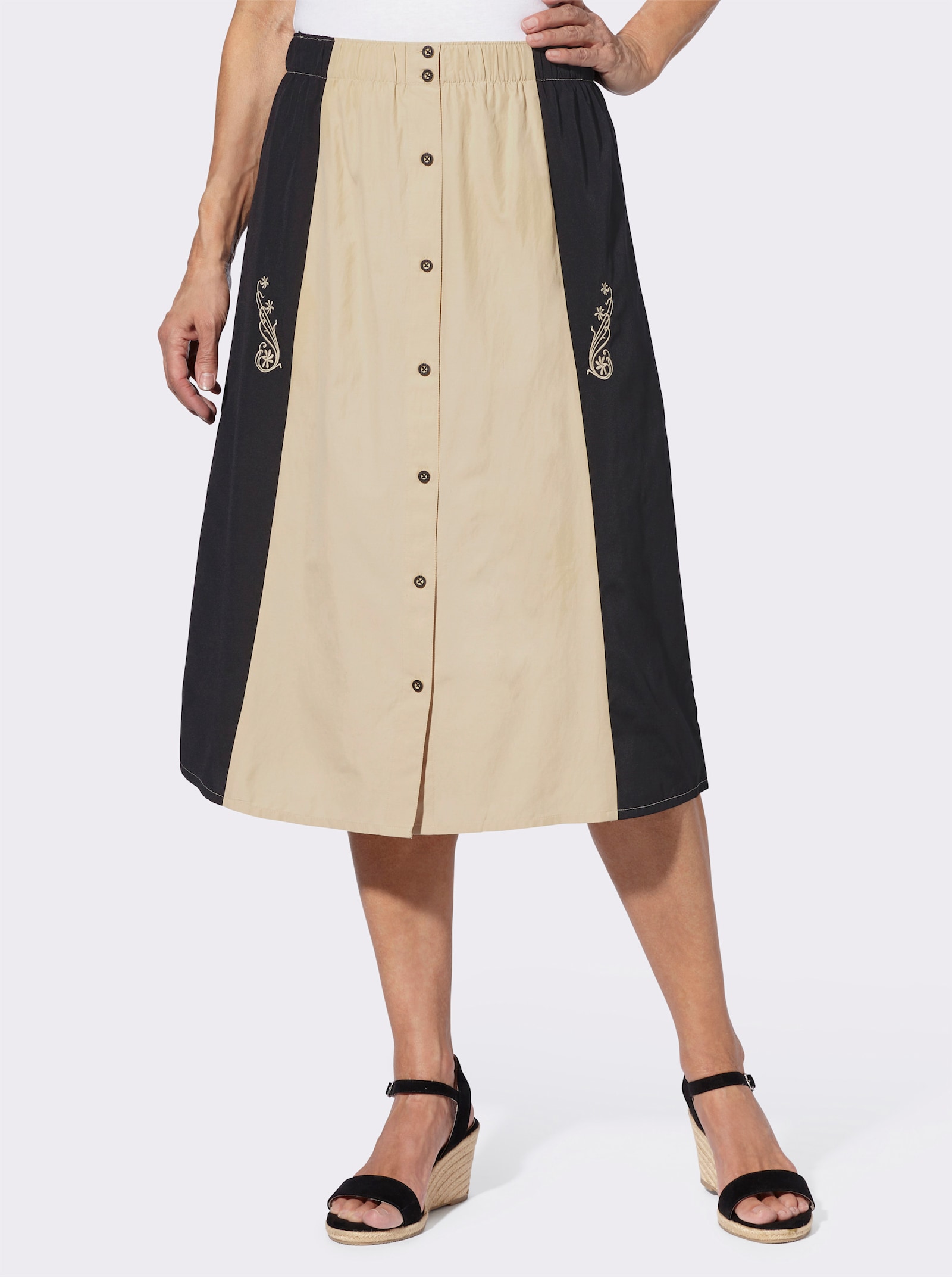 Trachtenrock mit Stickerei - sand-schwarz