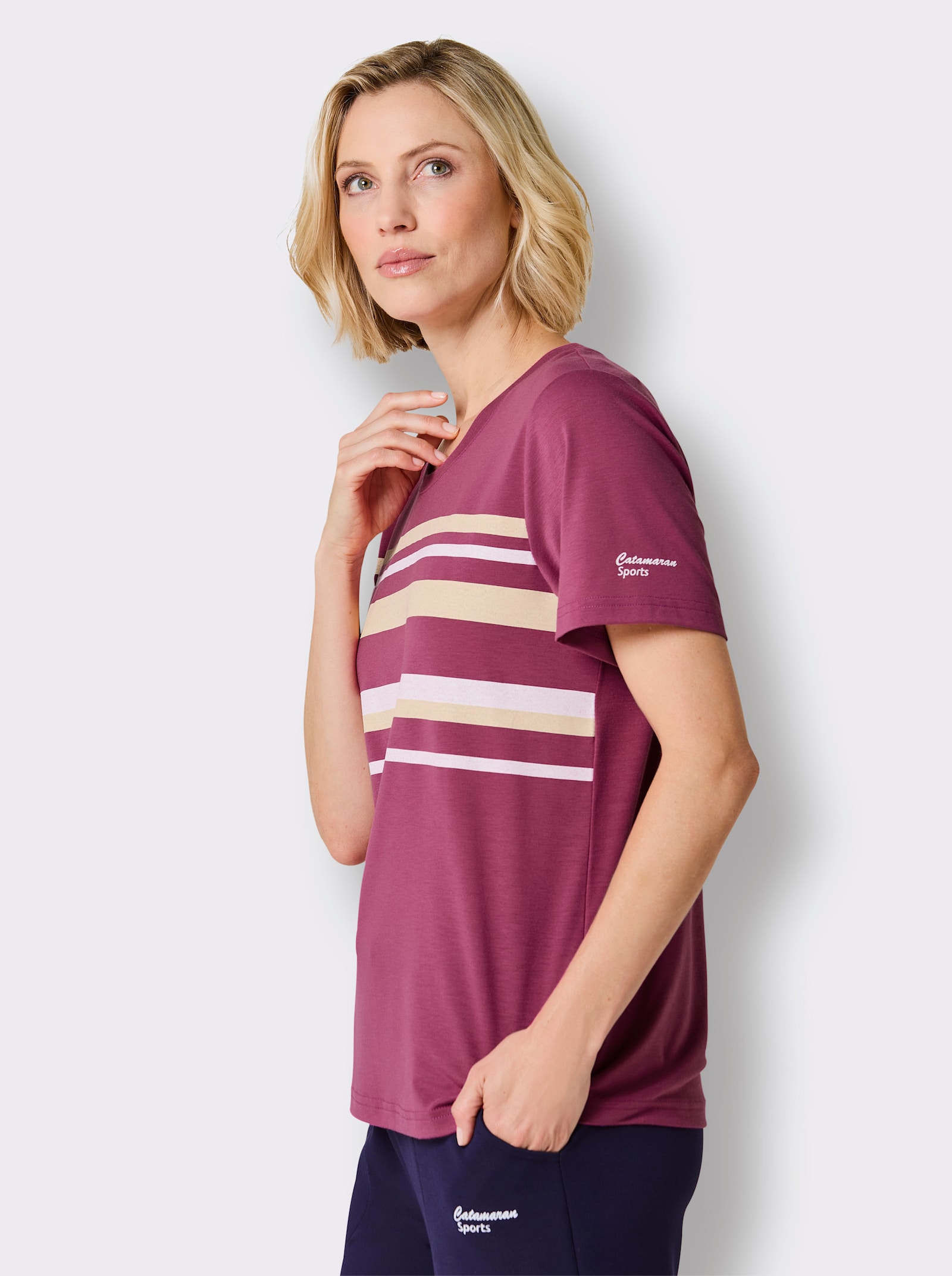 Catamaran Sports Funktionsshirt in freshnezz-Qualität - erika-zitrone-gestreift