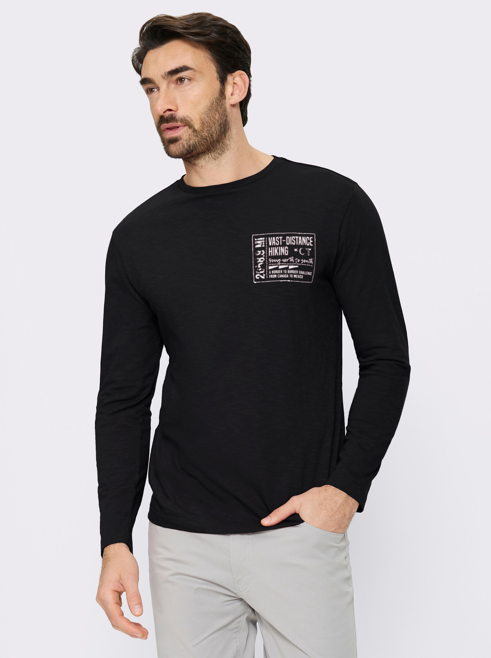 Catamaran Langarmshirt mit platziertem Druck - schwarz-bedruckt