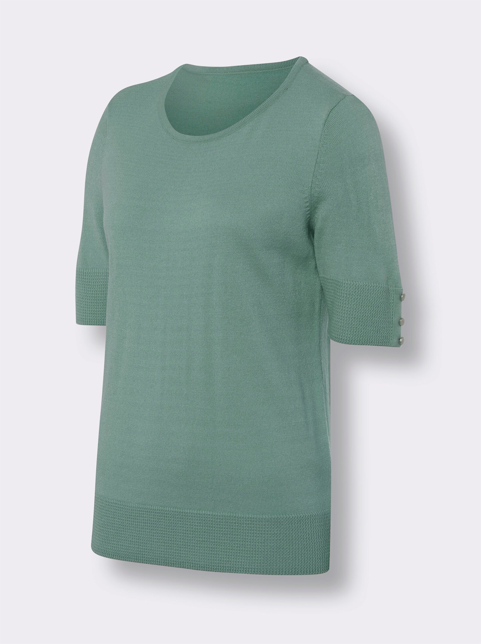 Pullover met korte mouwen met sierknopen - salie