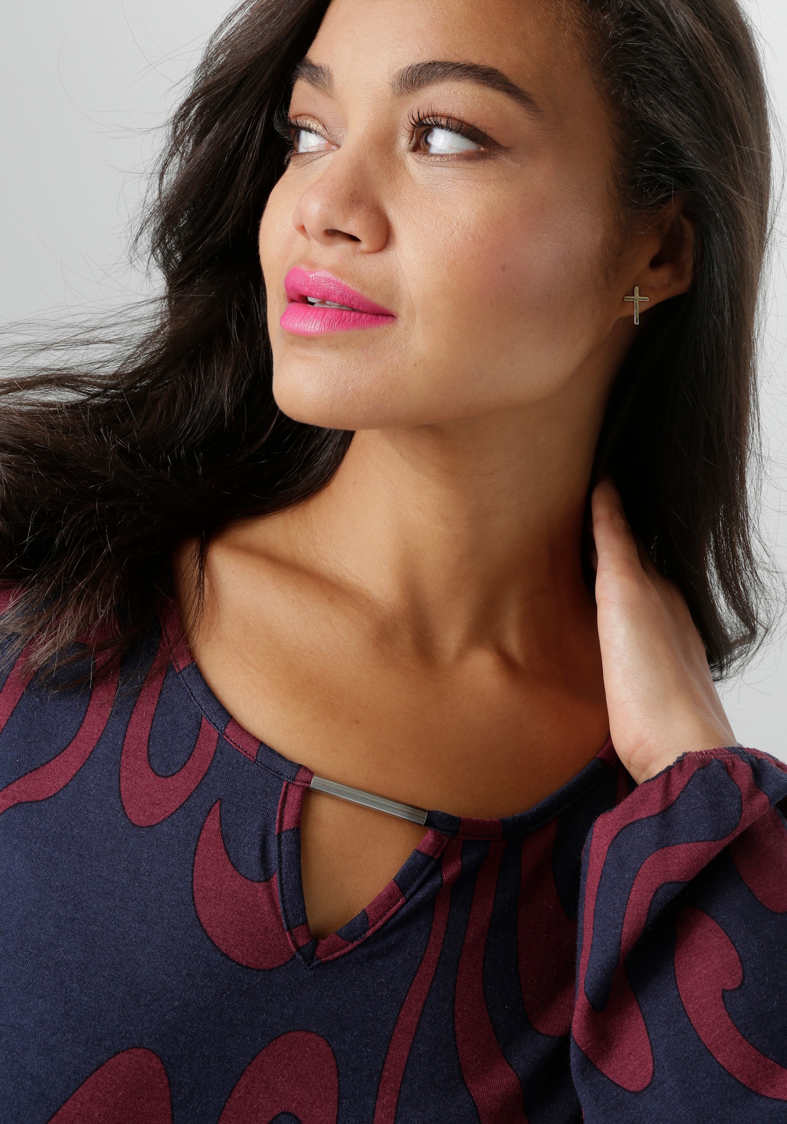 Aniston PLUS Langarmshirt - marine-bordeaux