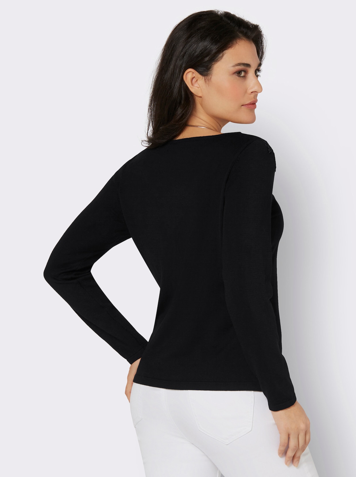 Pullover van viscose en lyocell - zwart