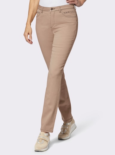 Push-up-Jeans mit angerauter Innenseite - beige