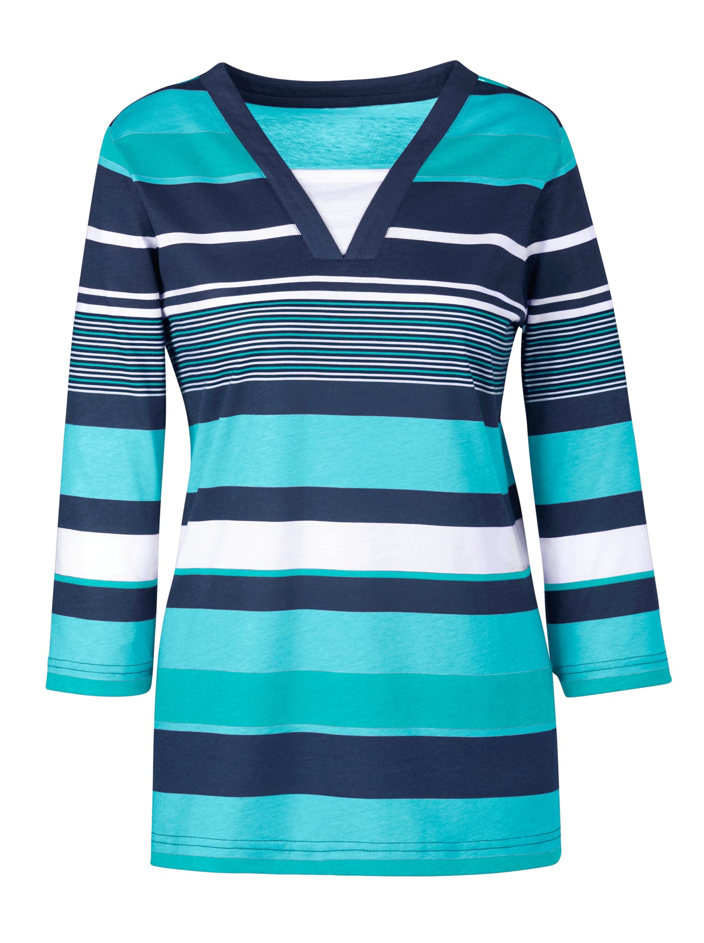 Shirt - petrol-gestreift