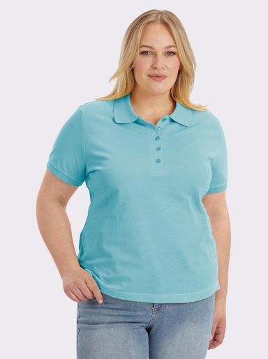 Poloshirt mit Seitenschlitzen - aqua