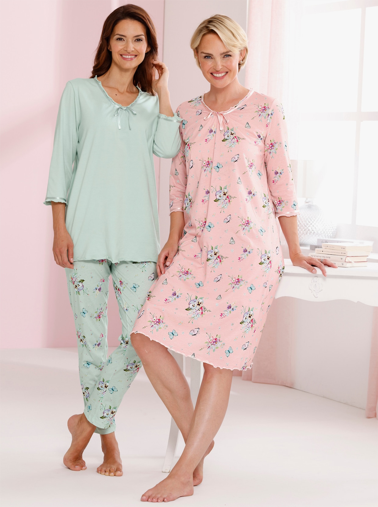 wäschepur Pyjama - zacht mint bedrukt