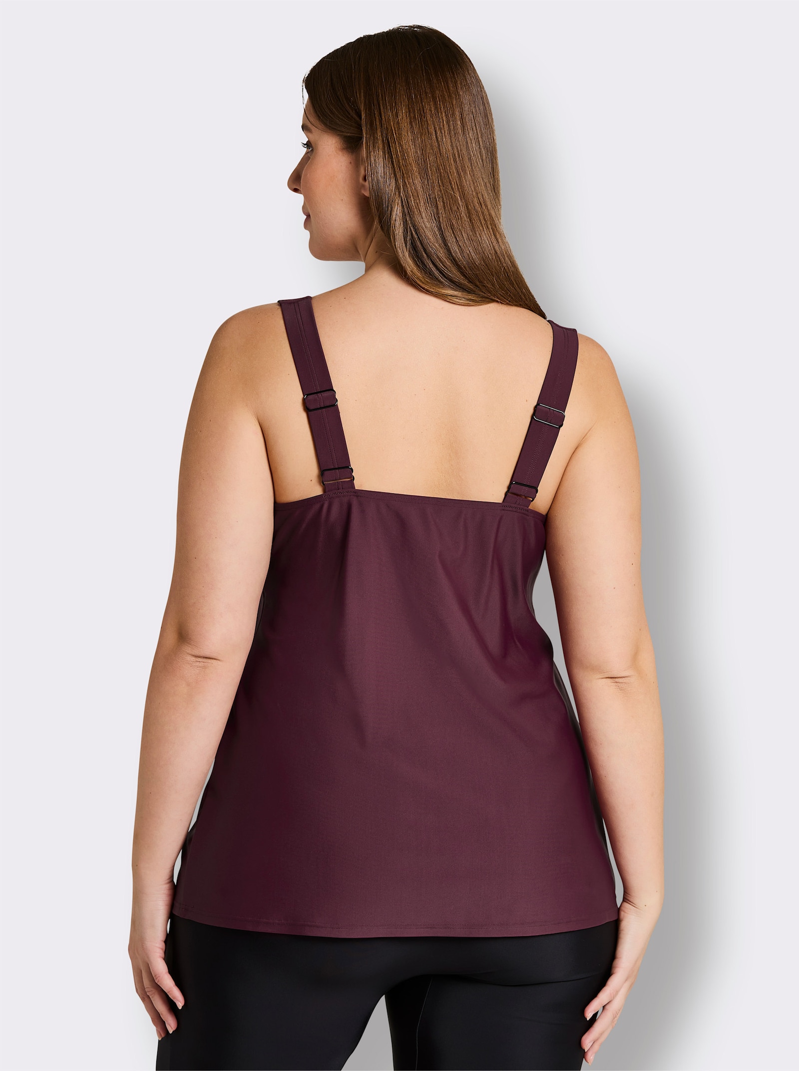 sheego Tankini-Oberteil mit Karree-Ausschnitt - burgund