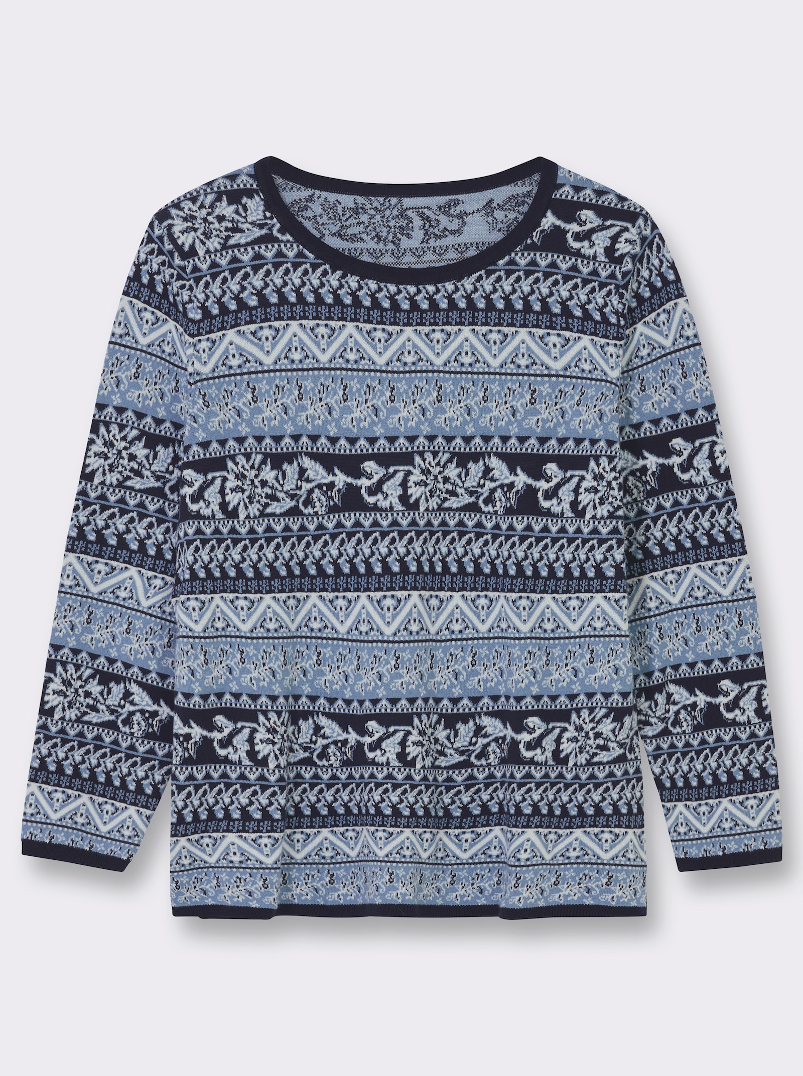 Jacquardpullover aus reiner Pima-Baumwolle - marine-bleu-gemustert