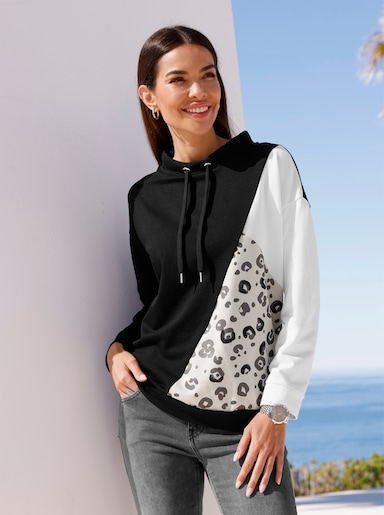 heine Sweatshirt mit Leo-Details - hellgrau-schwarz-bedruckt
