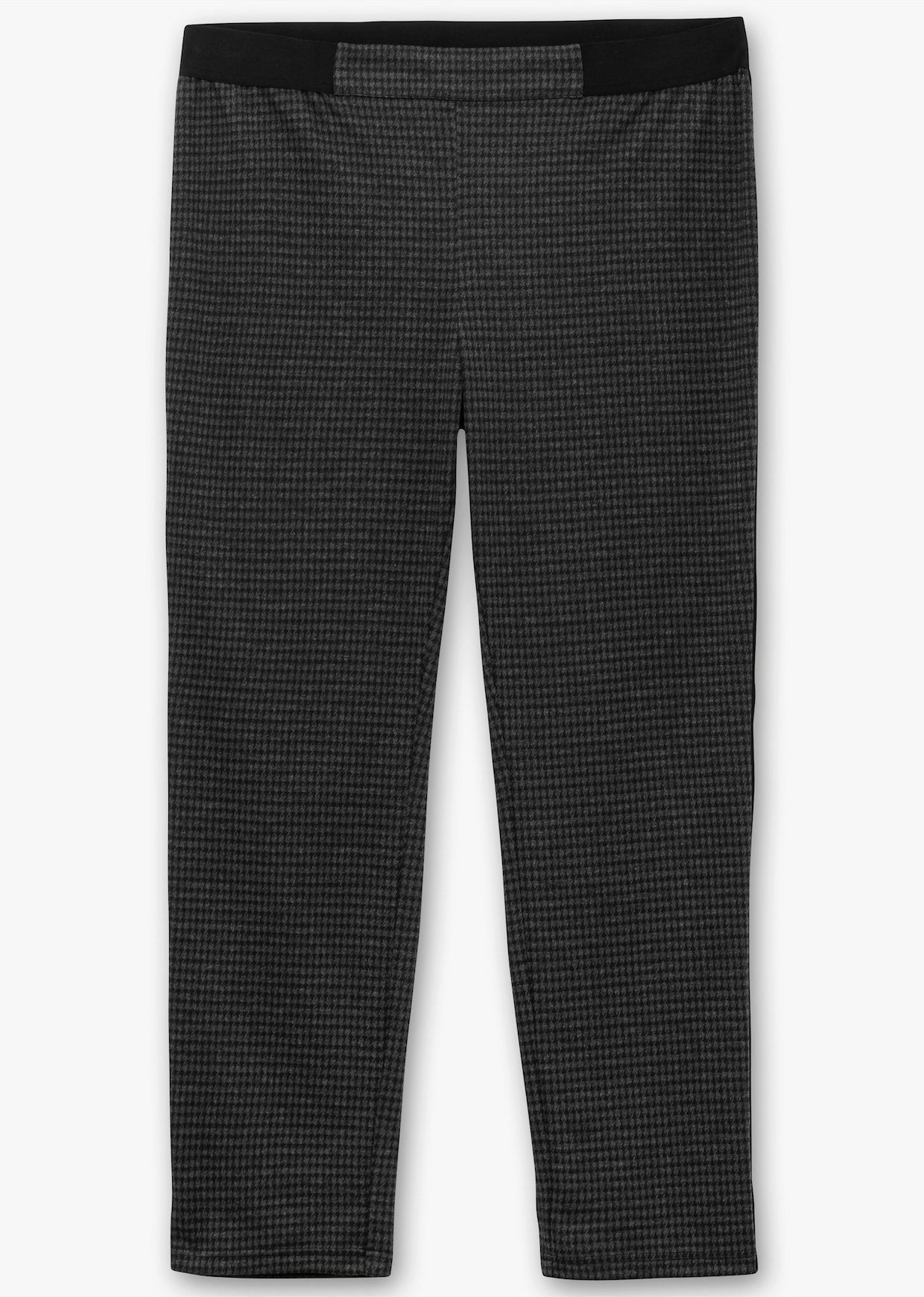 Wirkhose mit seitlicher Kontrastpaspel - schwarz-gemustert