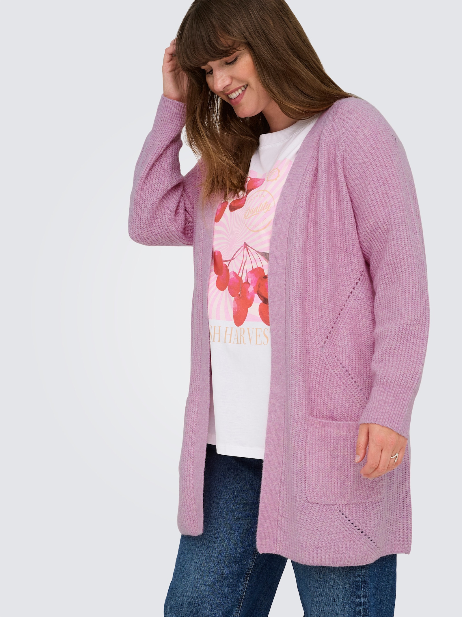 ONLY CARMAKOMA Strickjacke - mauve mist detail:melange