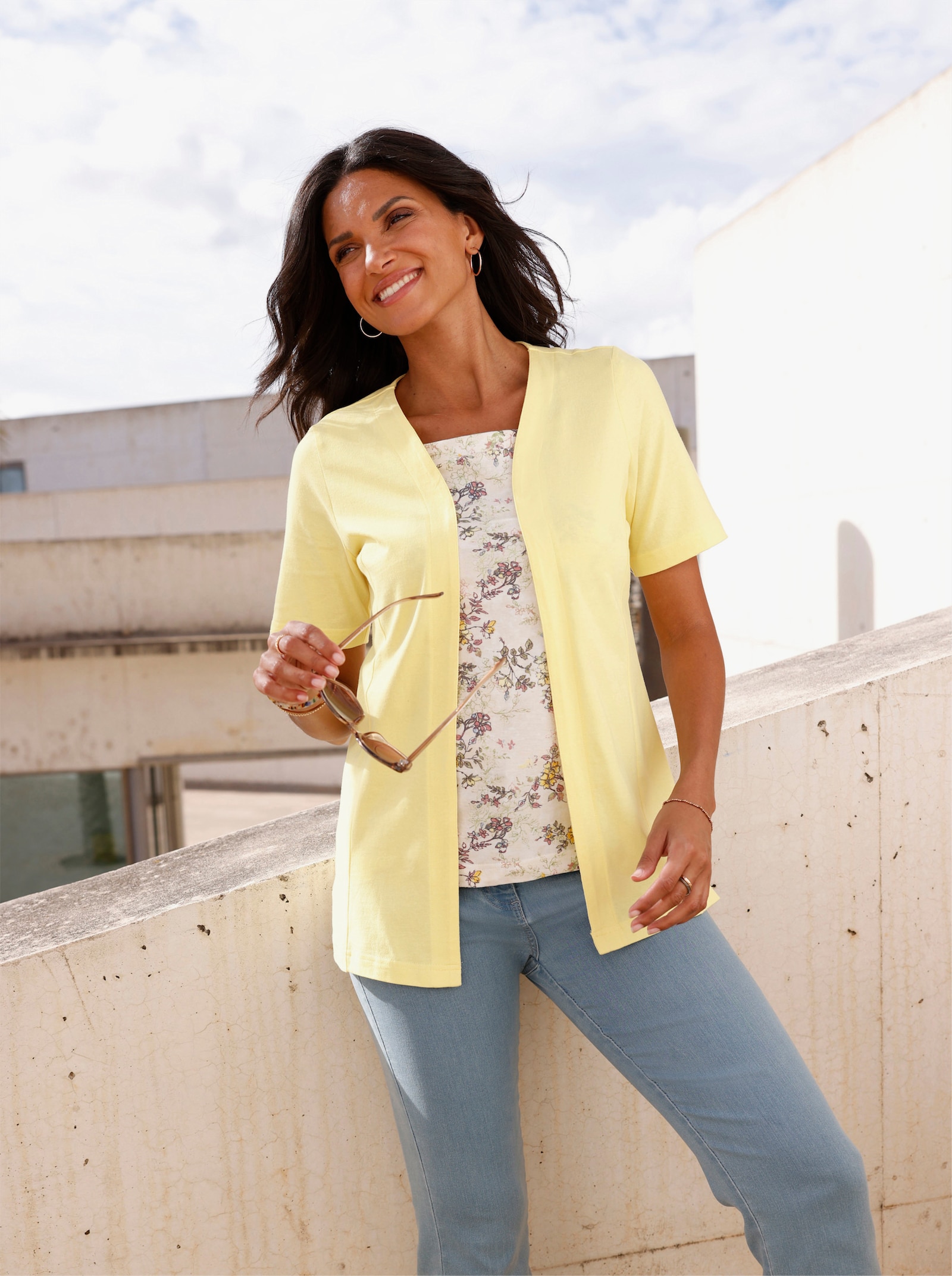 Shirtjacke aus Baumwolle - zitrone