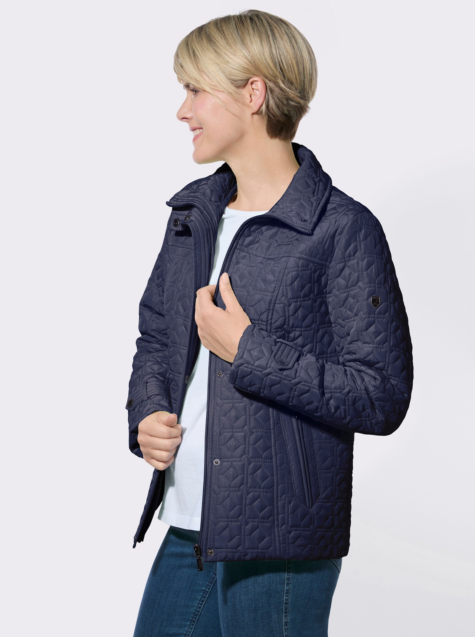 Steppjacke mit Zierriegeln - marine
